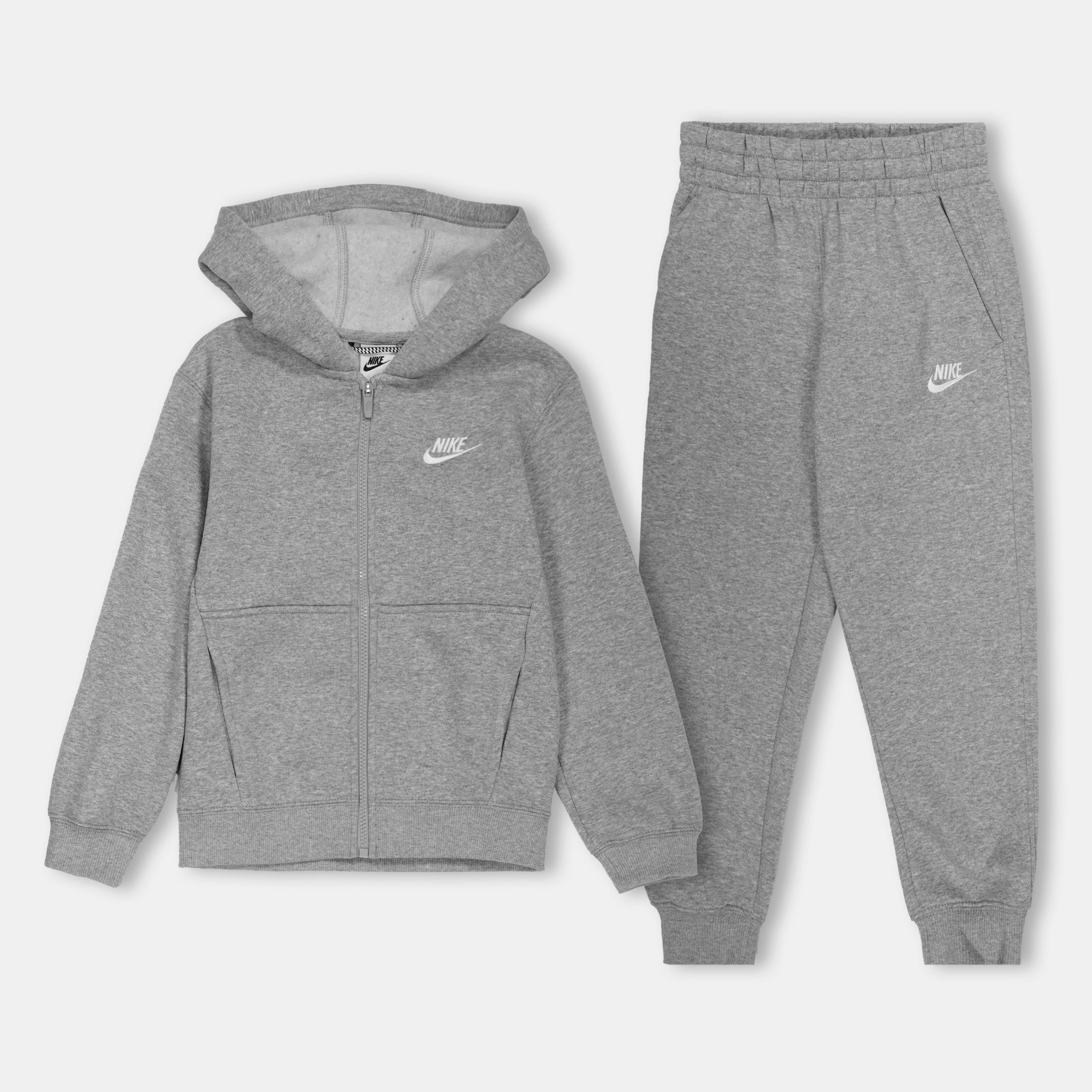 Nike Boys Fleece Tracksuit Junior - Grey/White - 9-10 (M)