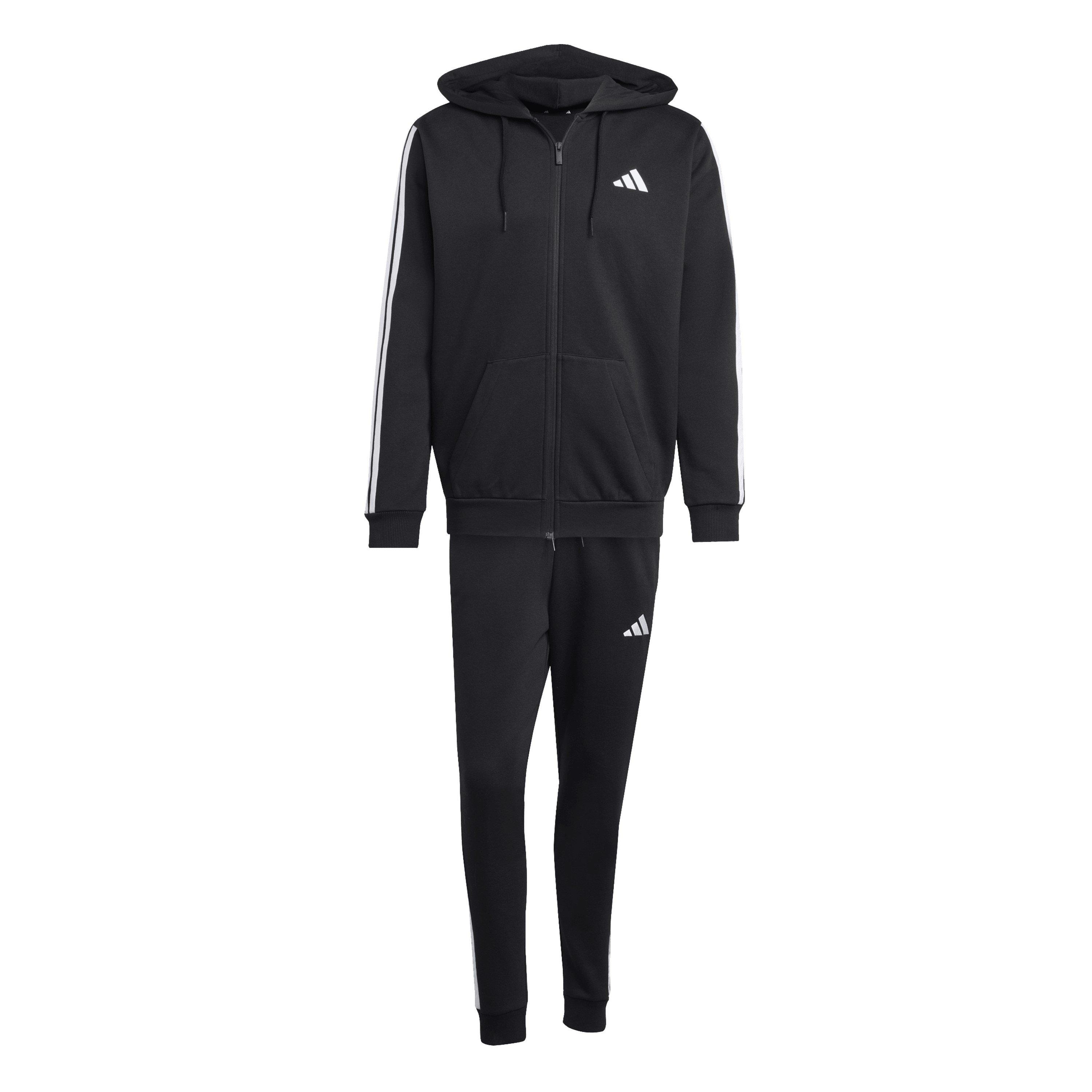 Black/Grey - adidas - 3S Fleece Tracksuit Mens - 1