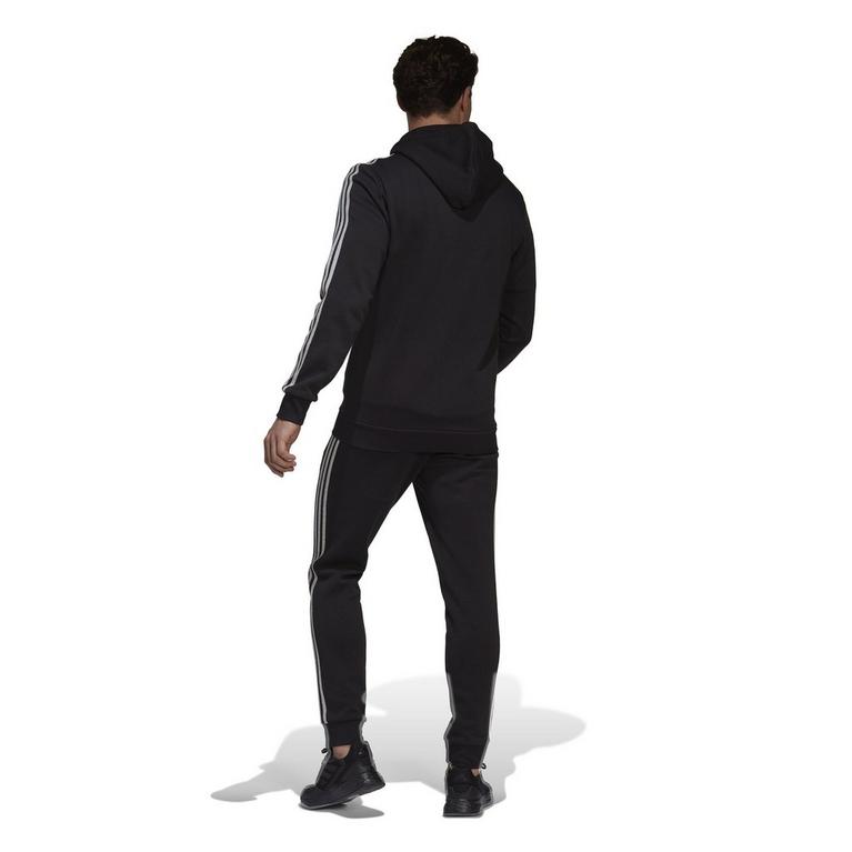 Negro/Gris - adidas - 3S Fleece Tracksuit Mens - 4