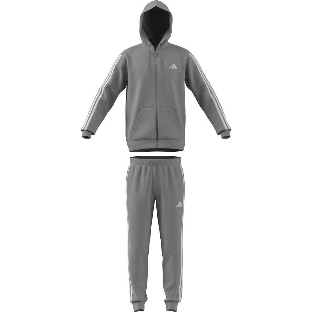 adidas 3-Stripes Fleece Tracksuit (gri și negru)