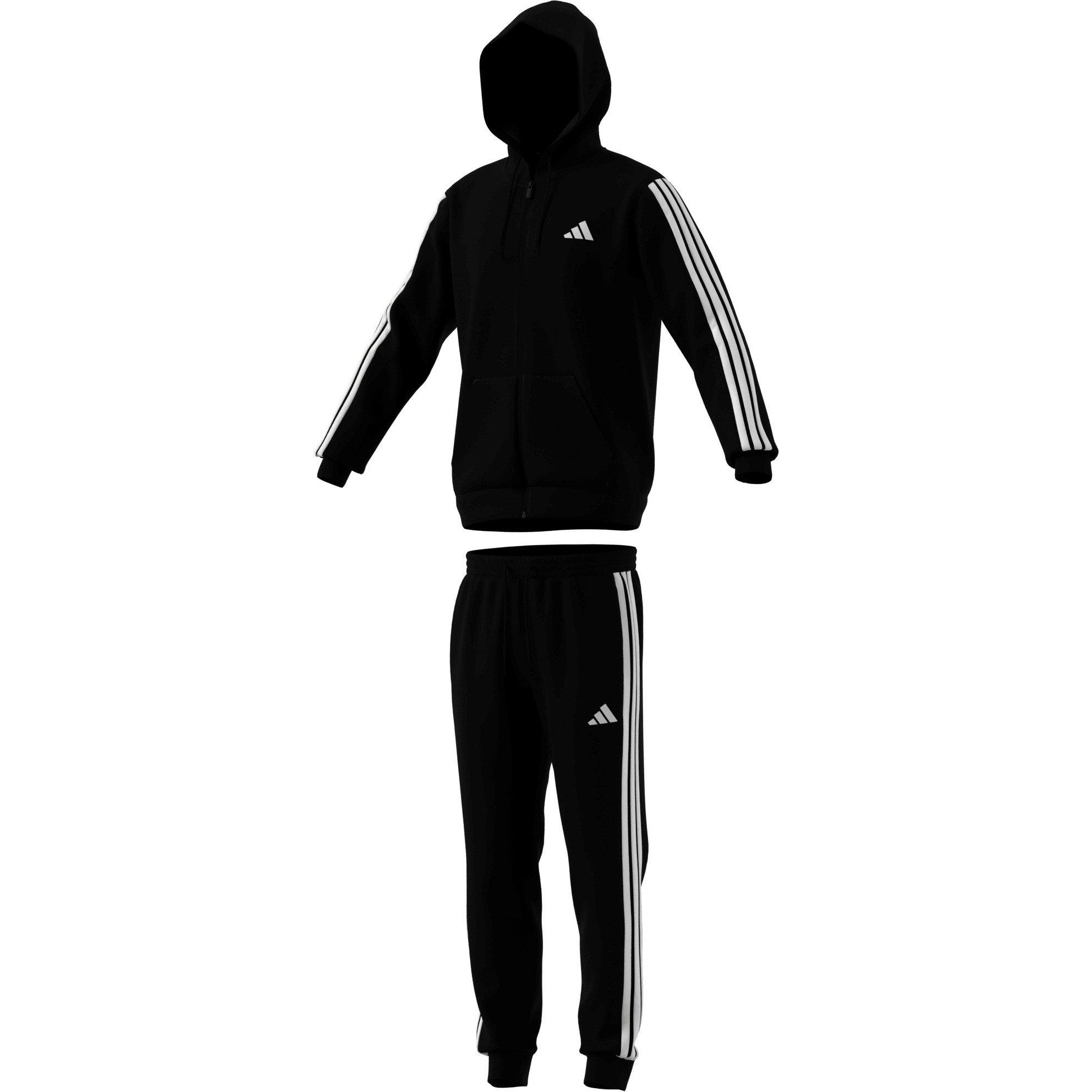Zwart/Grijs - adidas - 3S Fleece Tracksuit Mens - 3
