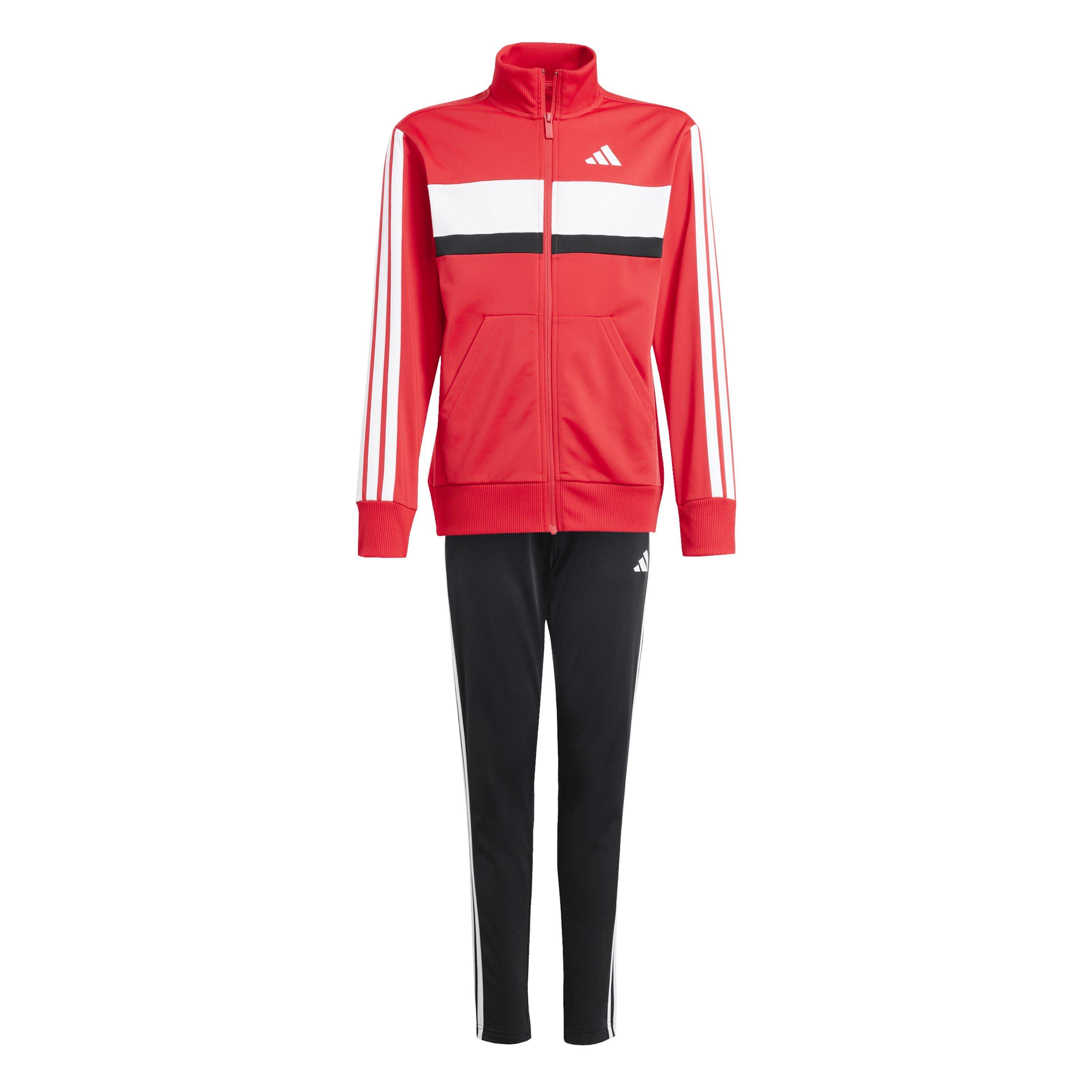 Adidas Boys 3S Essentials Tiberio Tracksuit - Red/Black - 13 Years