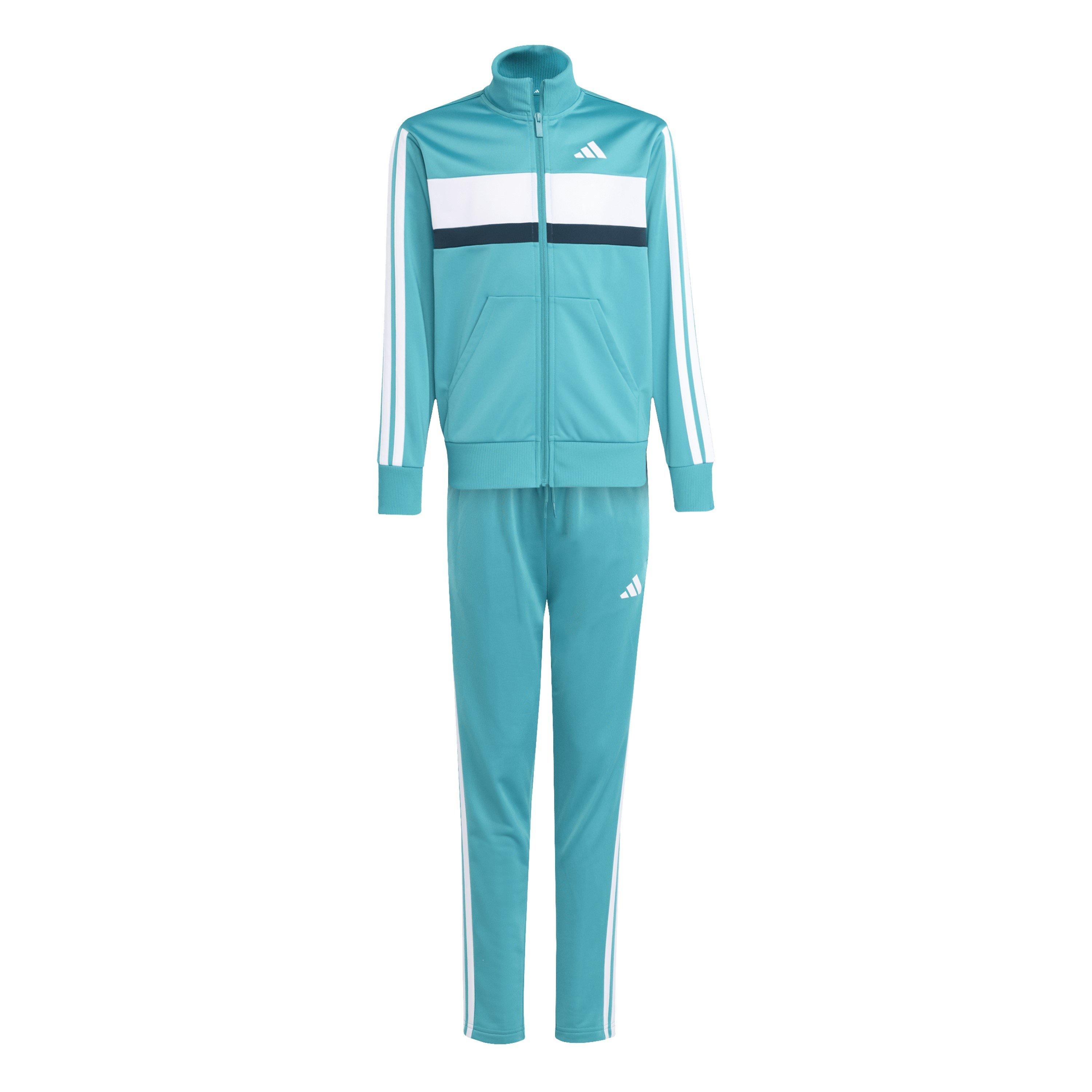 Adidas Boys 3S Essentials Tiberio Tracksuit - Green/White - 13 Years