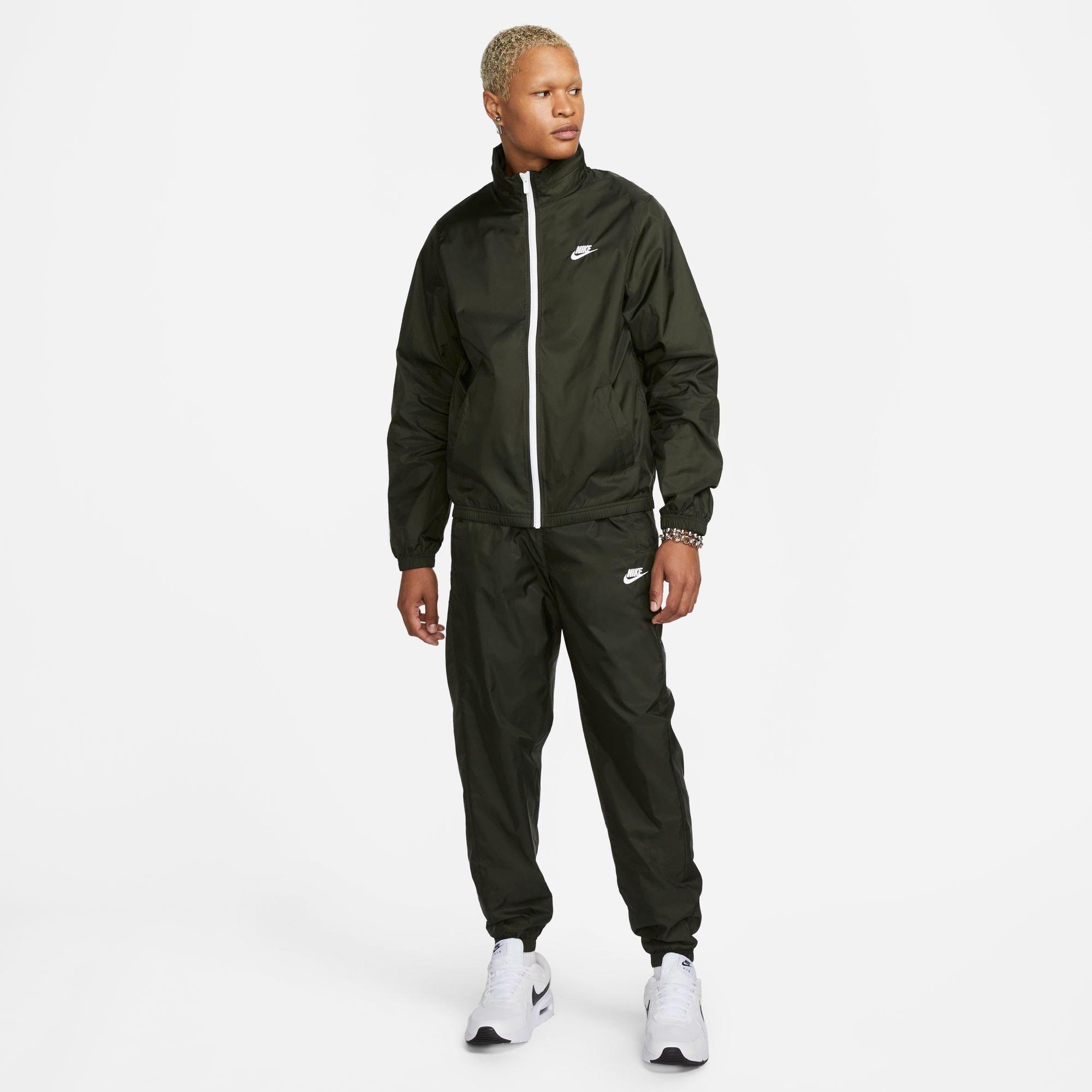 Nike Men's Sportswear Club Lined Woven Track Suit - Sequoia/White - M