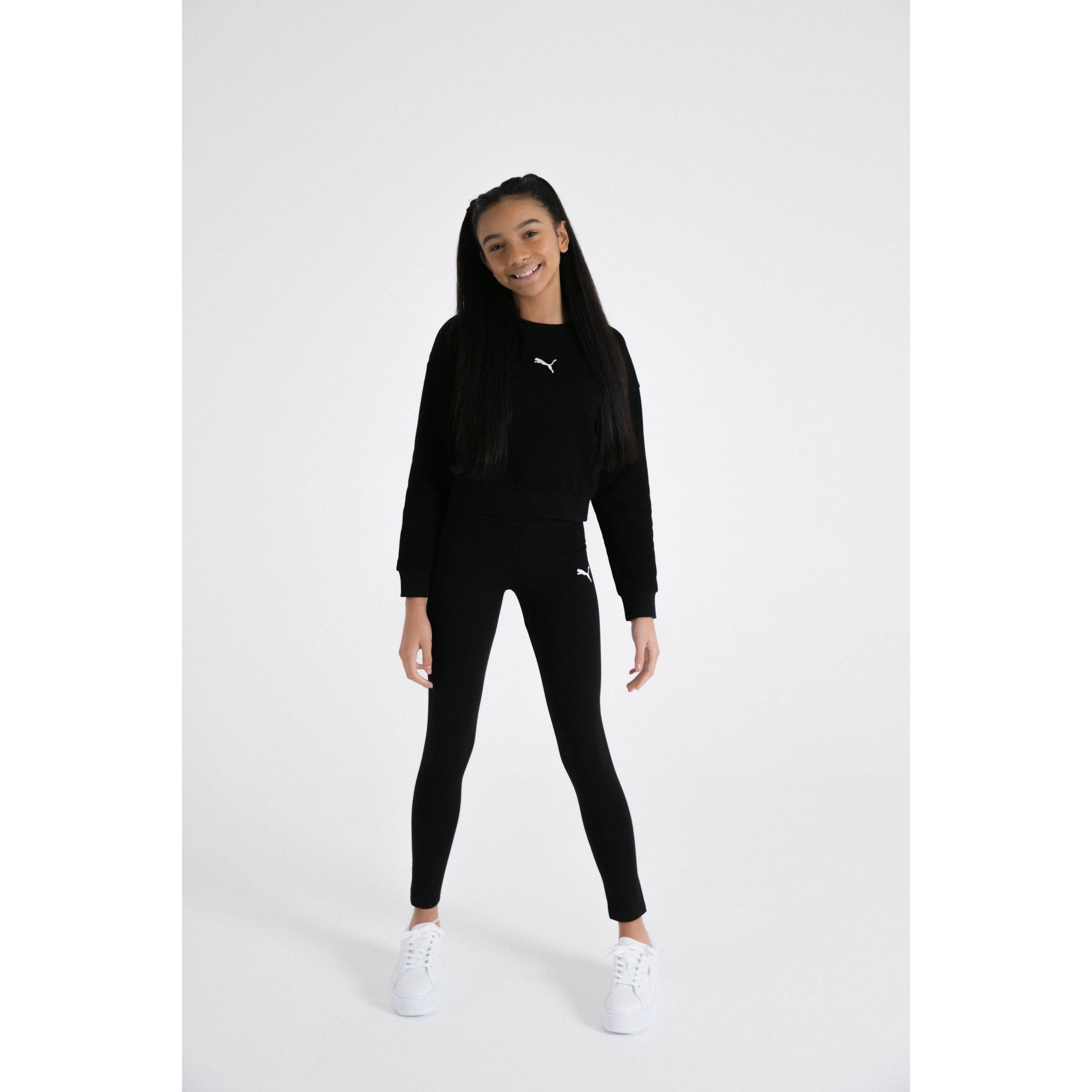 Black/White - Puma - Crew Sweater Leggings Set Junior Girls - 1