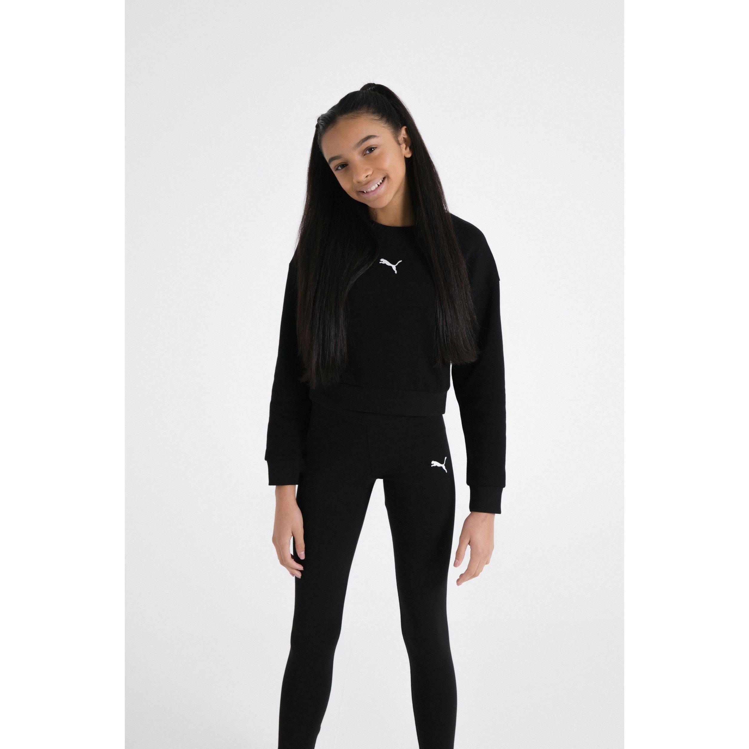 Black/White - Puma - Crew Sweater Leggings Set Junior Girls - 2