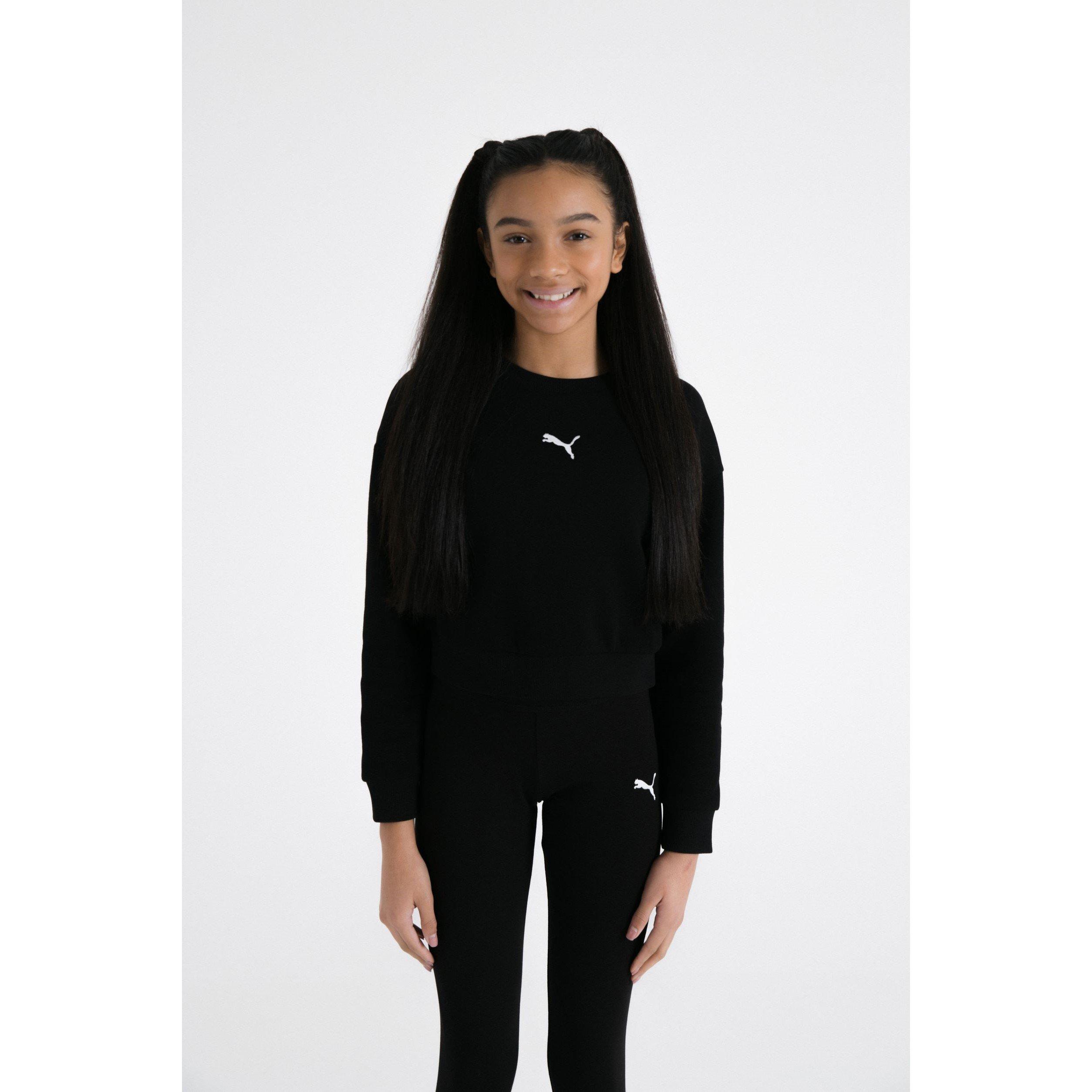 Black/White - Puma - Crew Sweater Leggings Set Junior Girls - 3