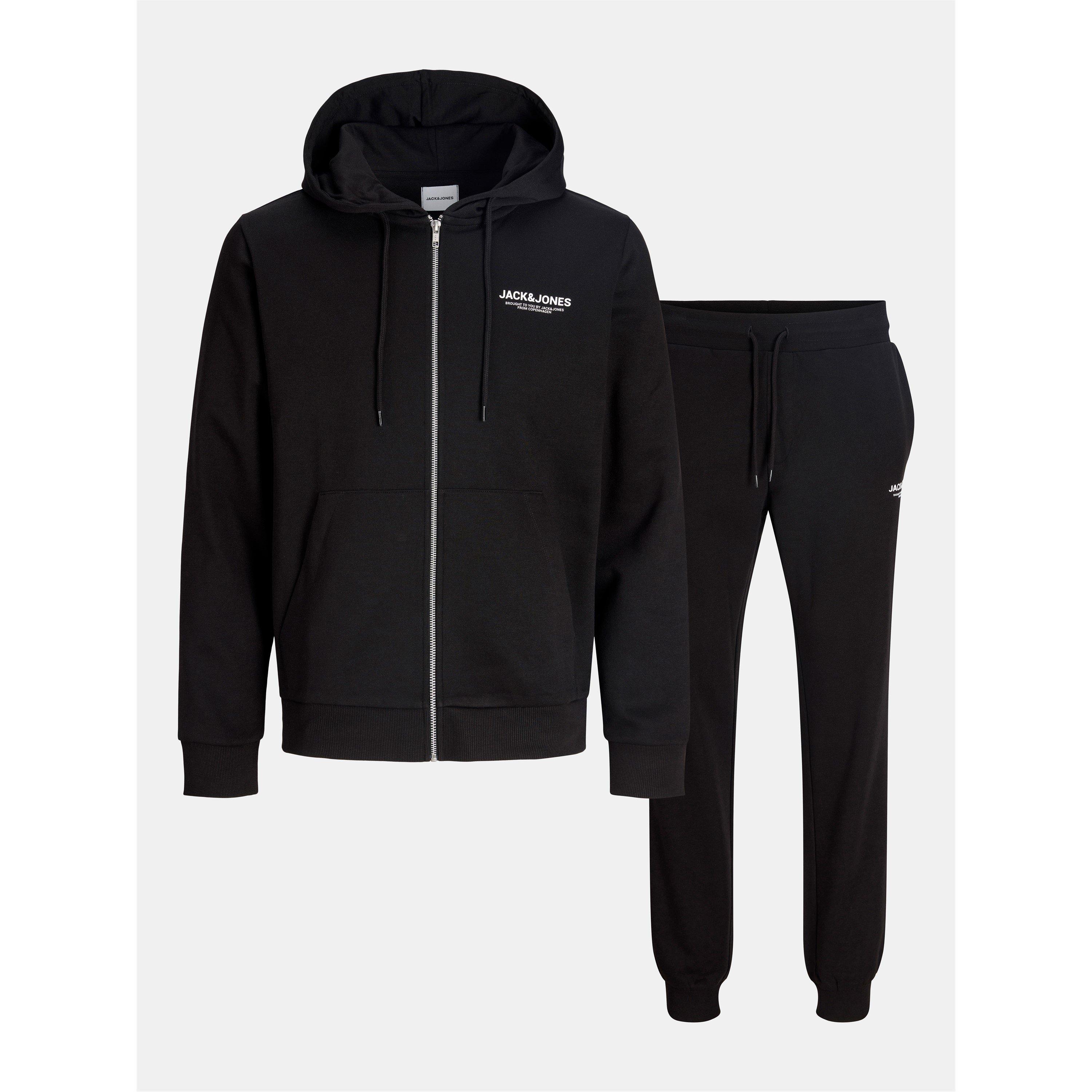 Black - Jack and Jones - Mason Zip Hoodie Tracksuit Co-ord Set Mens - 1