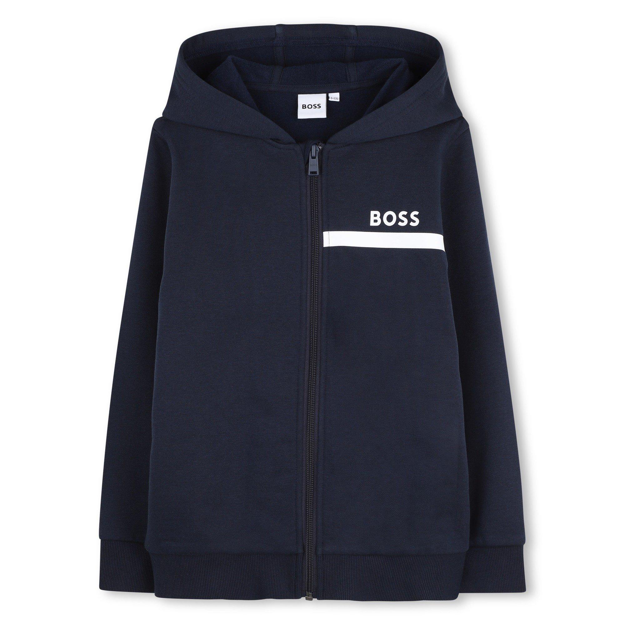 Navy - Boss - Junior Fleece Tracksuit - 3