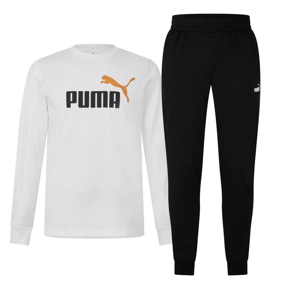 Puma Fleece Tracksuit (alb și negru)
