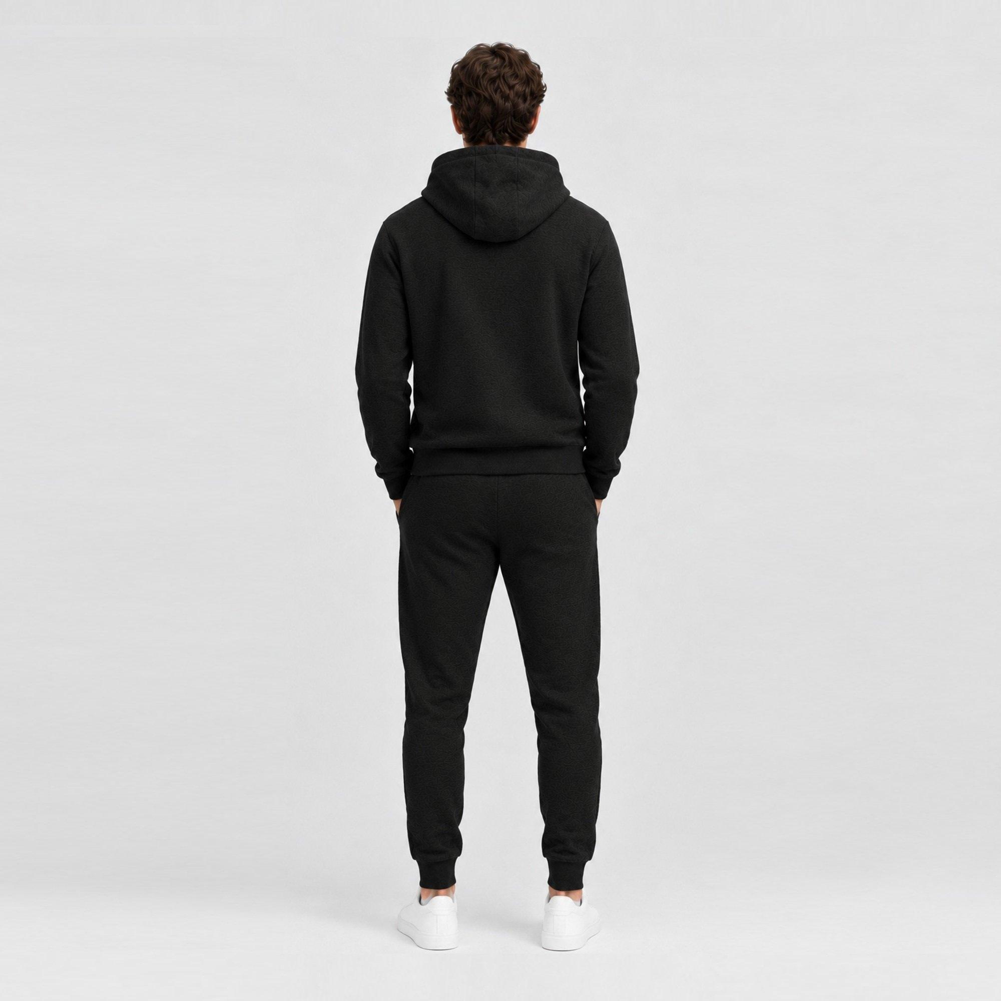 Black 004 - Boss - Mens BOSS Textured Waffle Full Tracksuit with Logo Detail - 3