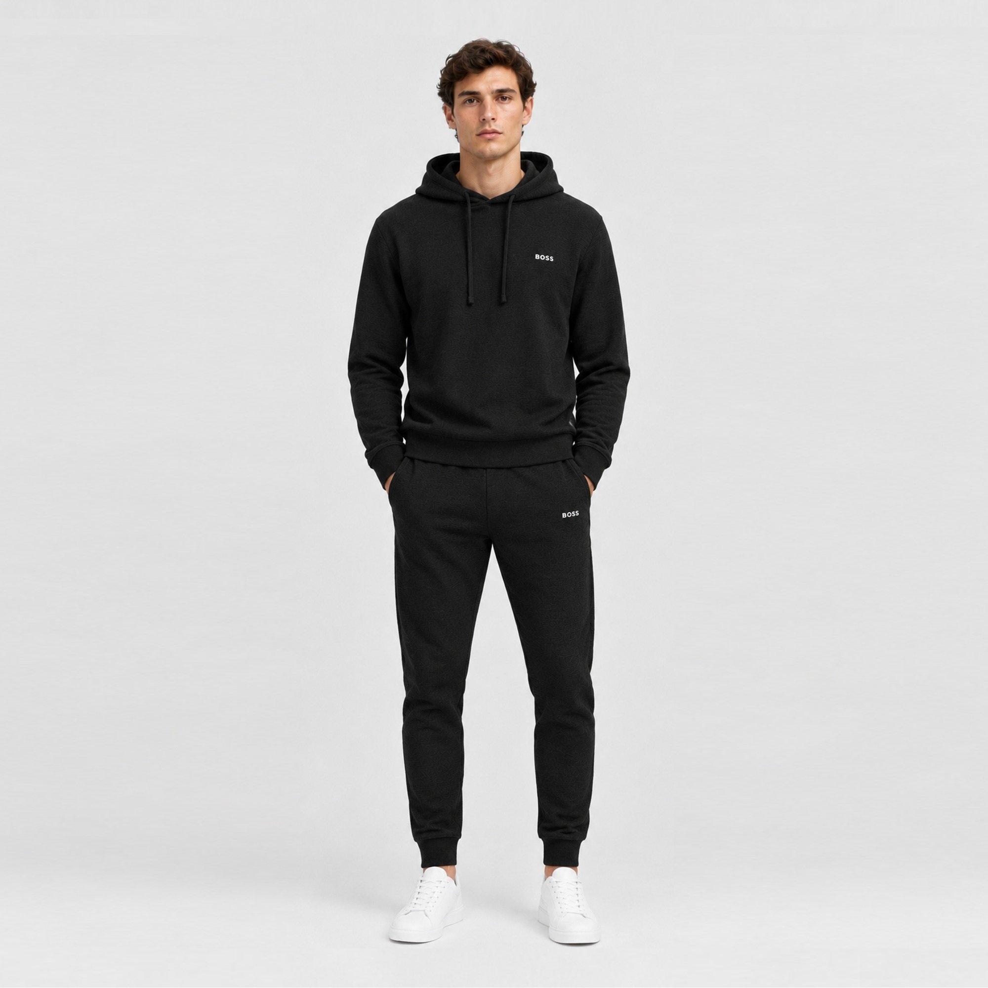 Black 004 - Boss - Mens BOSS Textured Waffle Full Tracksuit with Logo Detail - 4