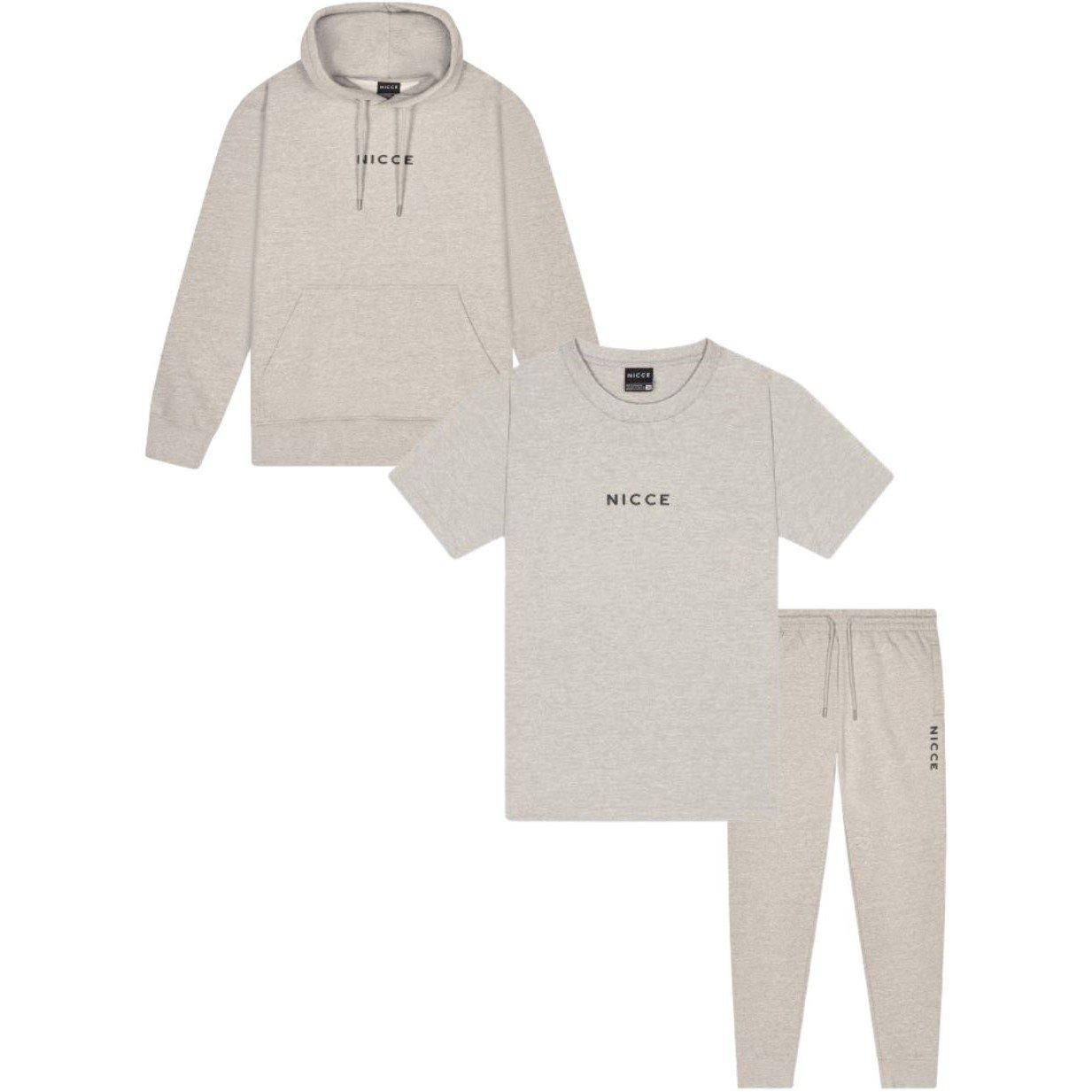 Nicce Men's Dean Fleece Tracksuits - Grey Marl - 2XL