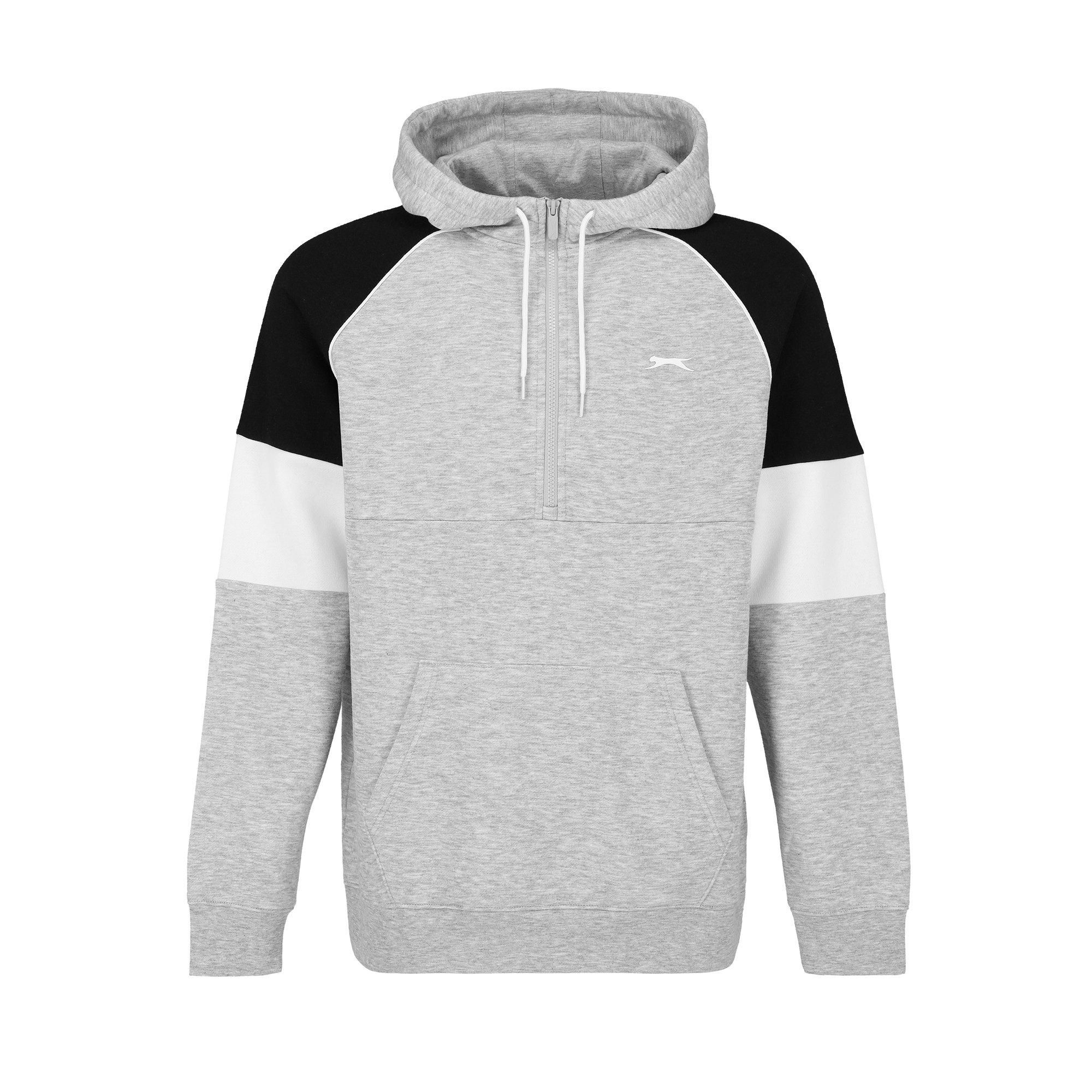 Slazenger Men's Fleece Quarter Zip Tracksuit - Grey Marl/Black - 3XL