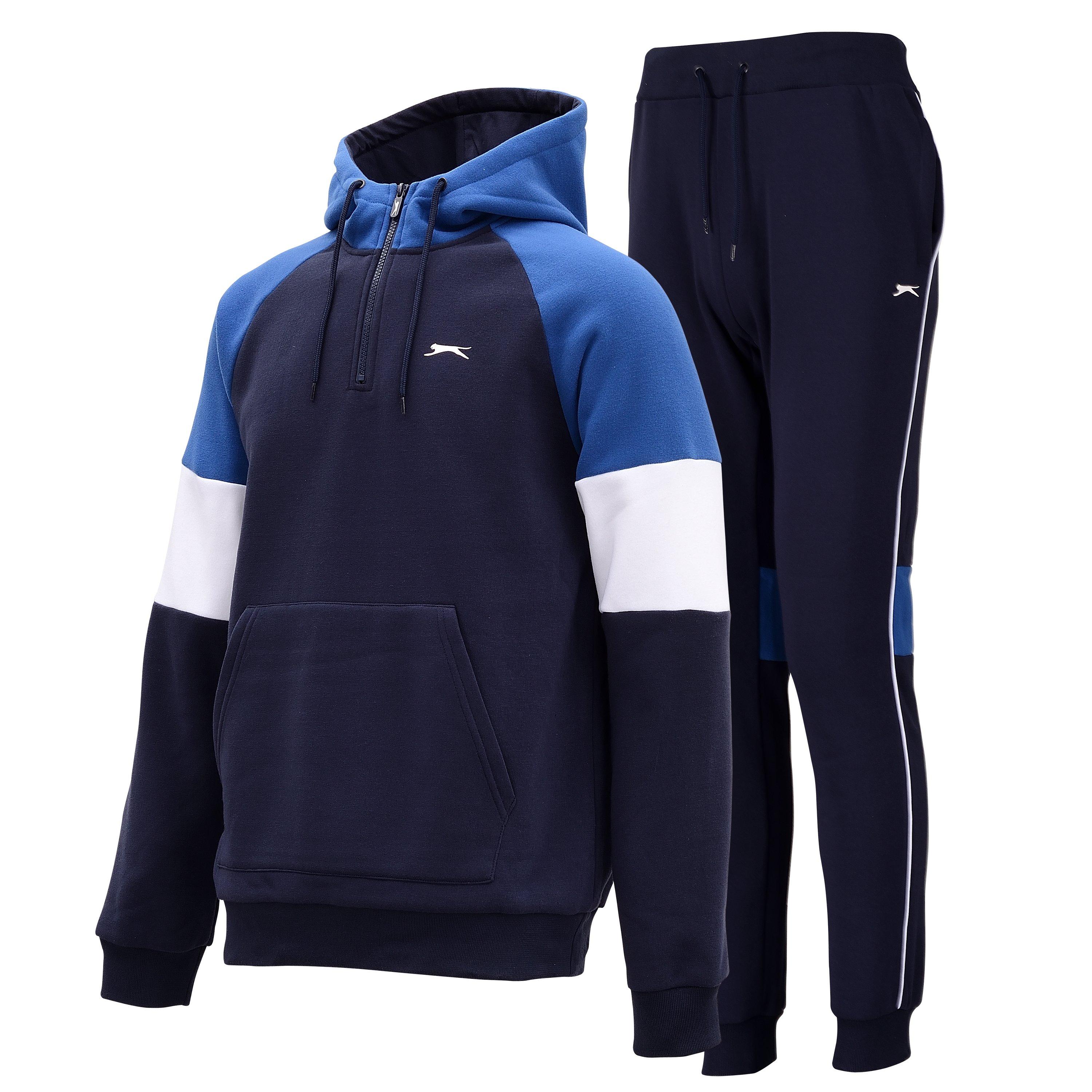 Slazenger Men's Fleece Quarter Zip Tracksuit - Navy/Royal - XL