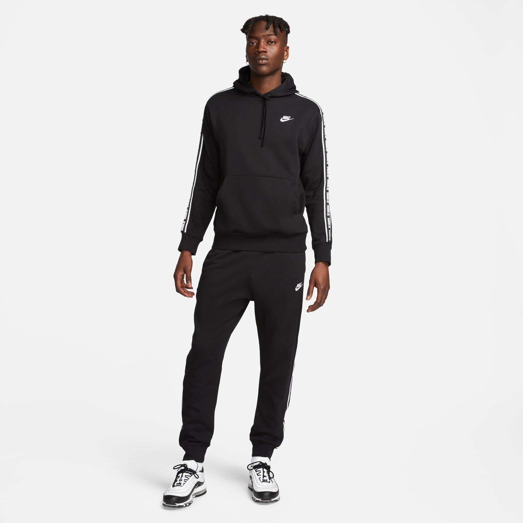Black/White - Nike - Club Fleece Mens Graphic Hooded Tracksuit - 1