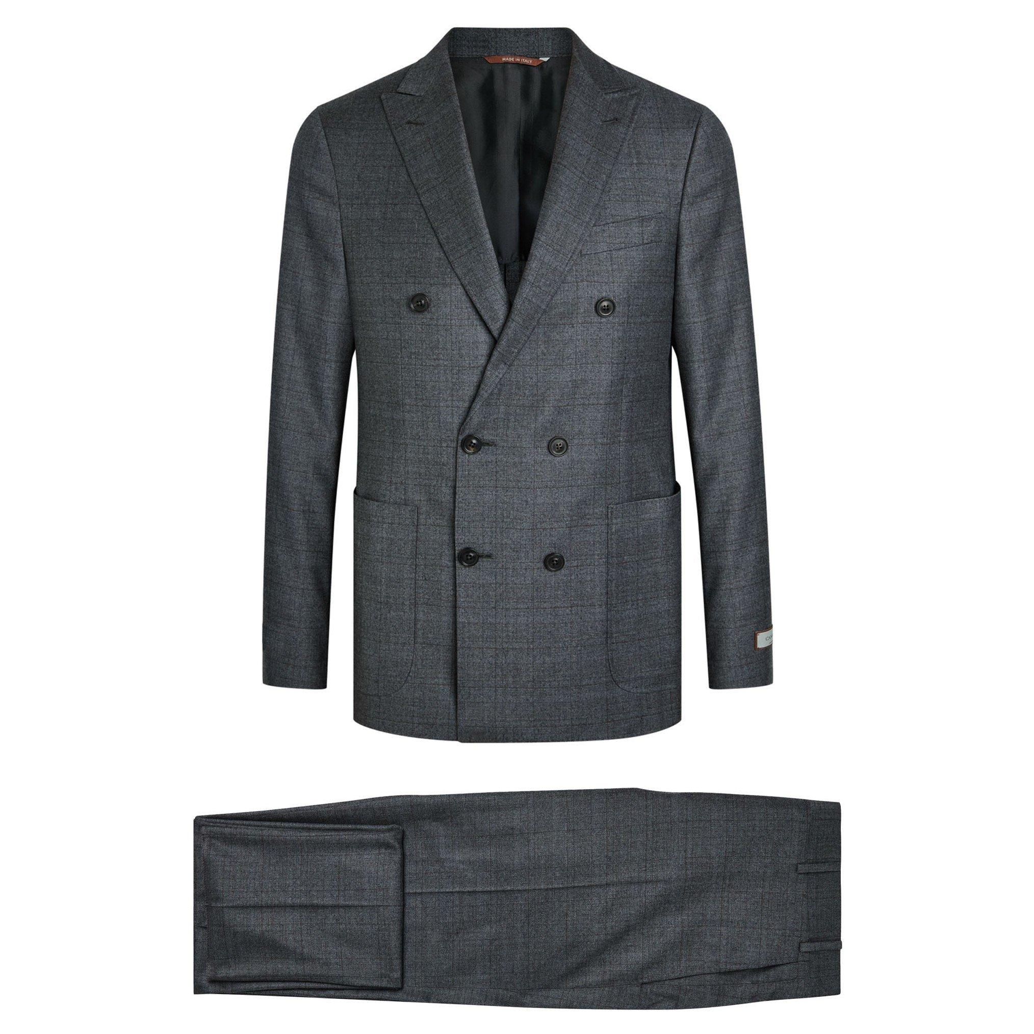 CHARCOAL - Canali - Men's Check Double-Breasted Wool Suit