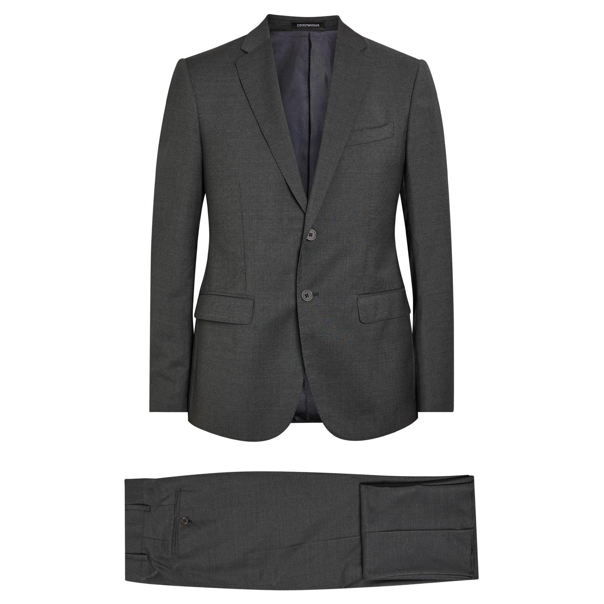 GREY - Emporio Armani - Men's Pinstripe Wool Full Suit