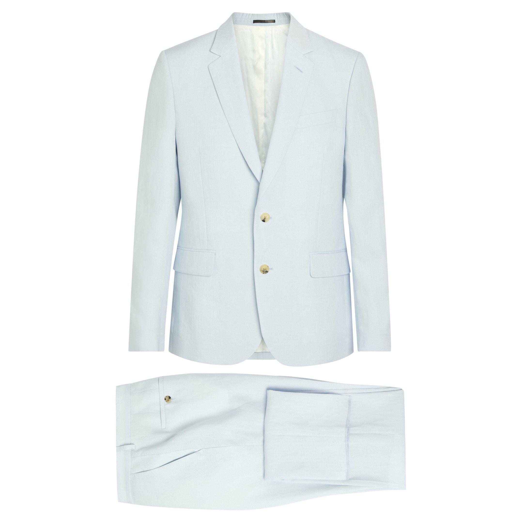 BLUE - Paul Smith - Men's PS Tailored 2 Button Linen Suit - 1