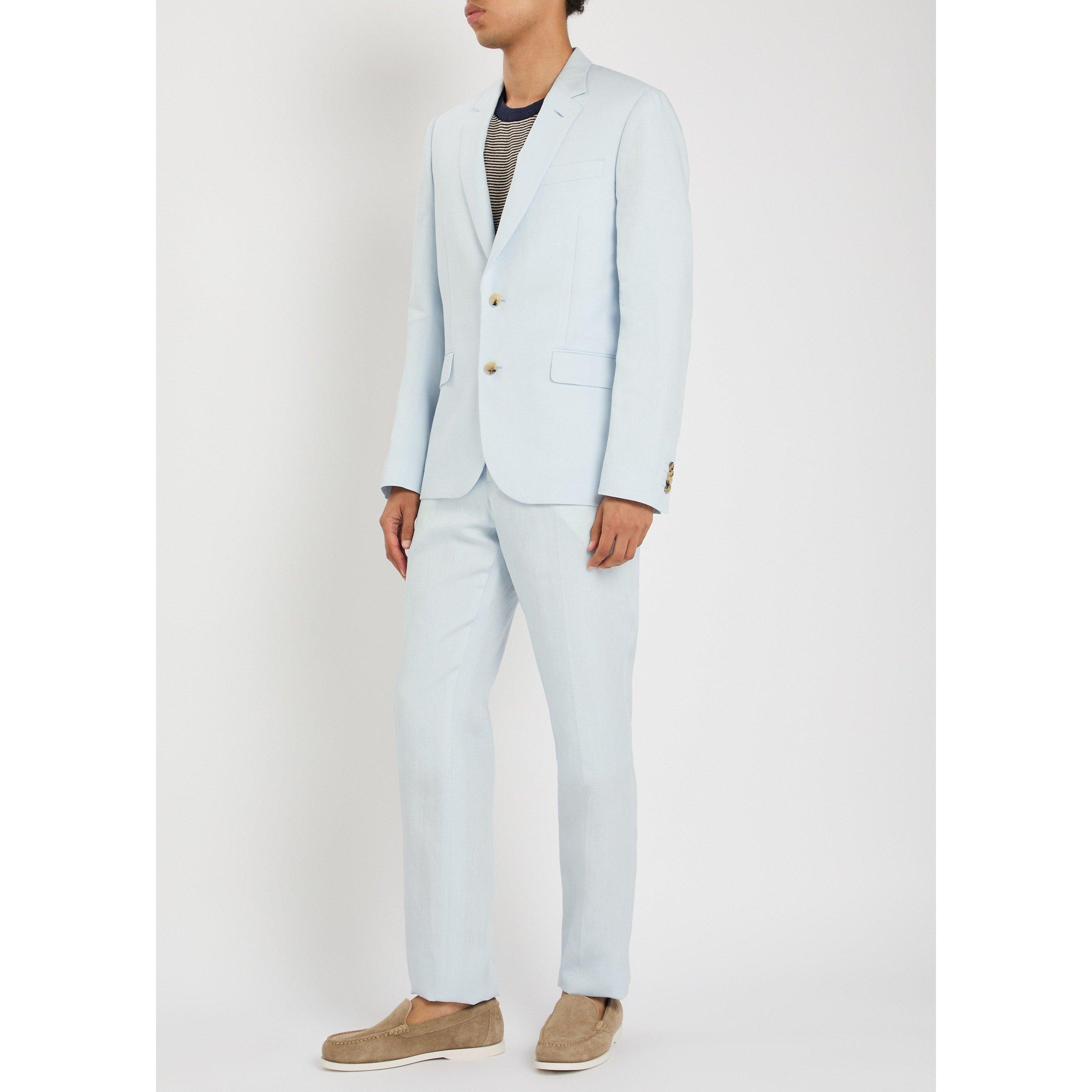 BLUE - Paul Smith - Men's PS Tailored 2 Button Linen Suit - 2