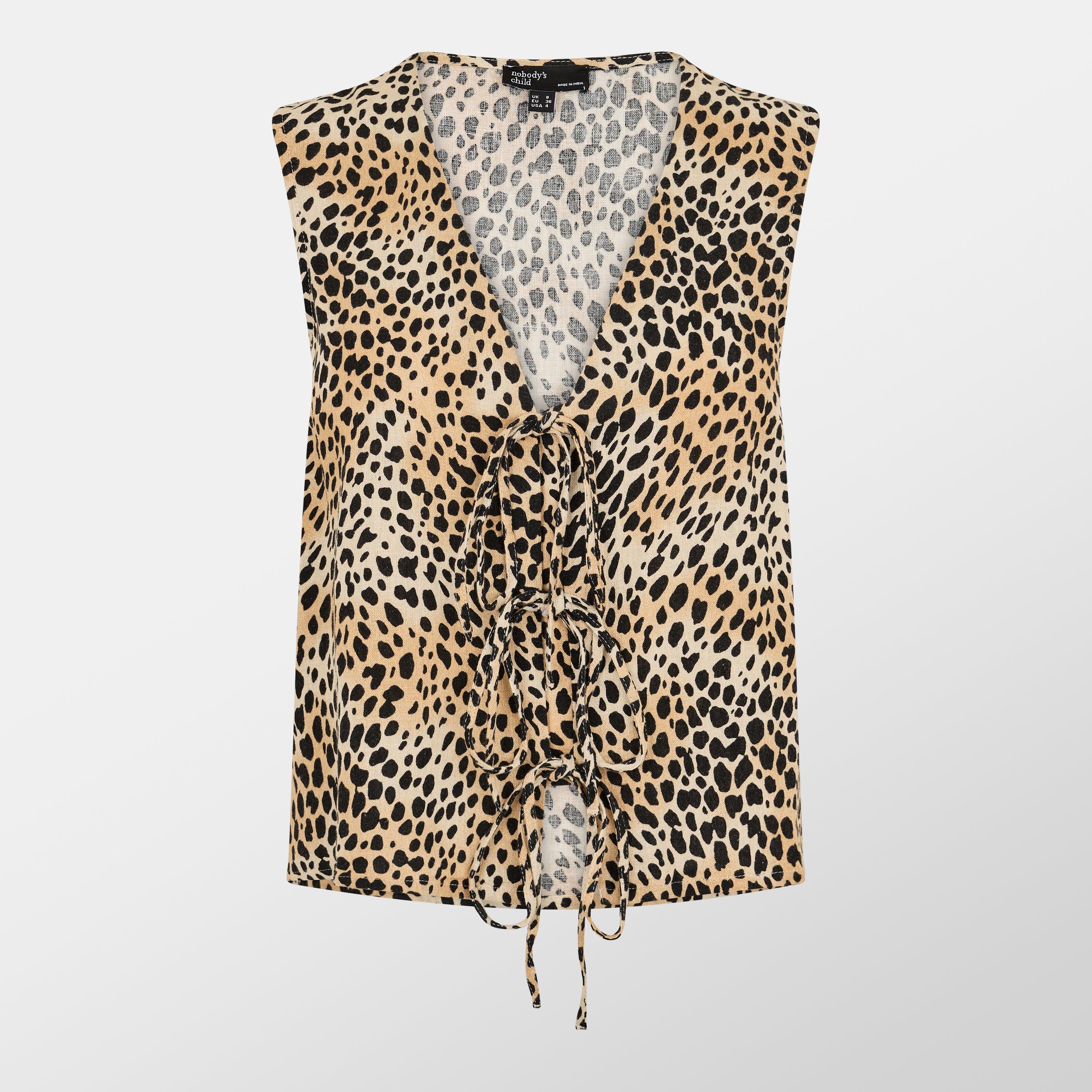 Nobodys Child Women's Print Tie Front Tessa Top Leopard - 14 (L)