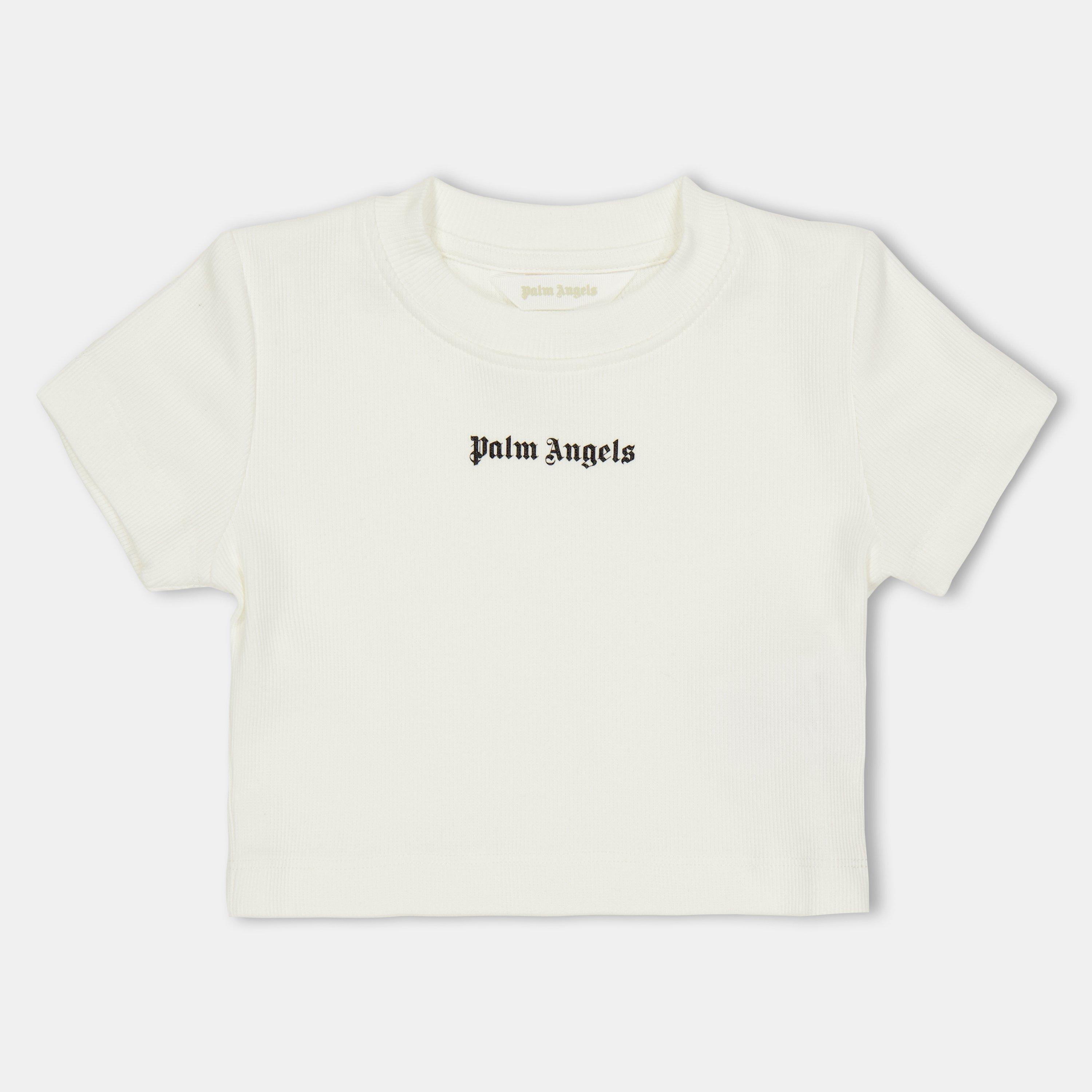 White 0310 - Palm Angels - Kids' Cropped Relaxed Fit T-Shirt - 1