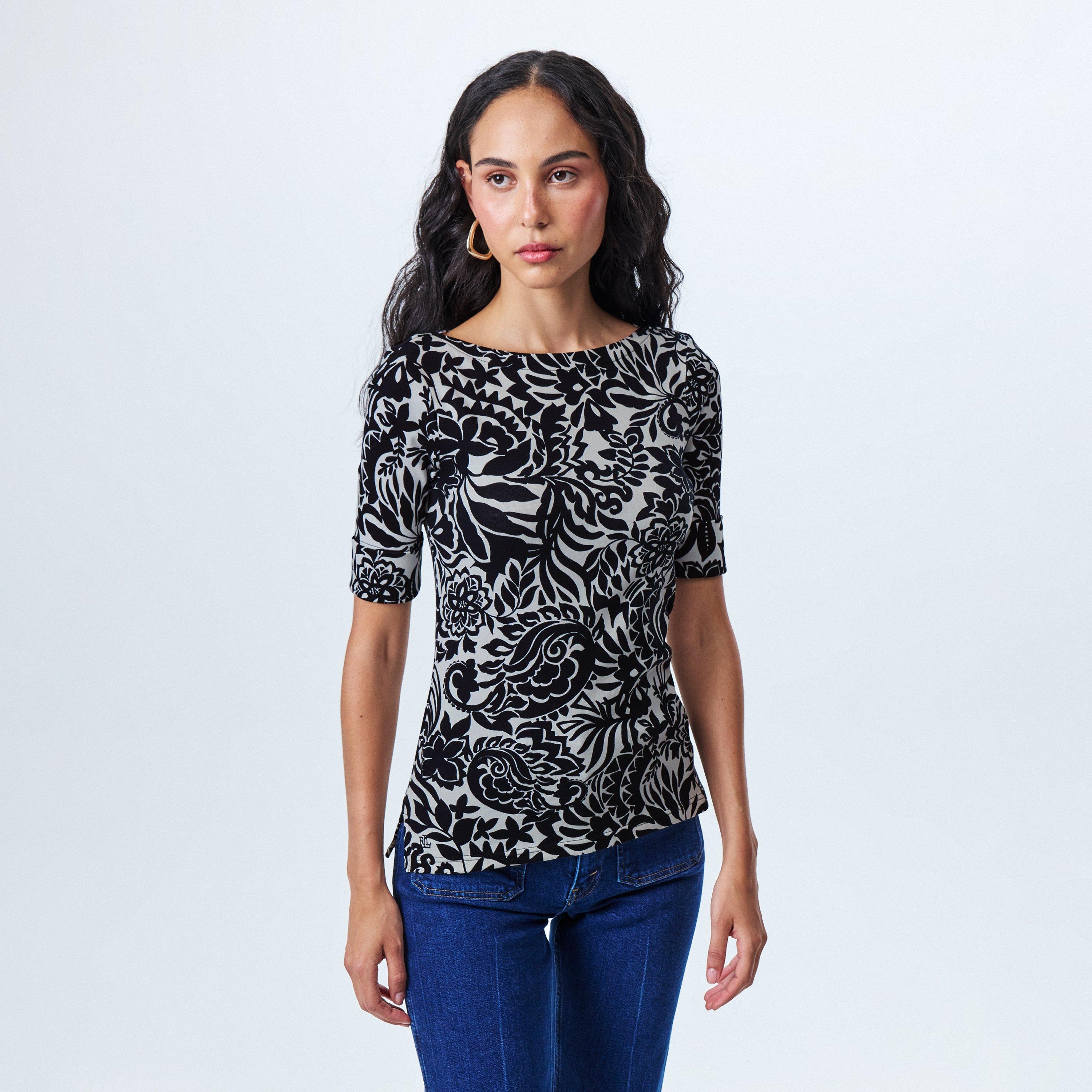 Cream/Black - Lauren by Ralph Lauren - Women's Judy Long-Sleeve T-Shirt - 3