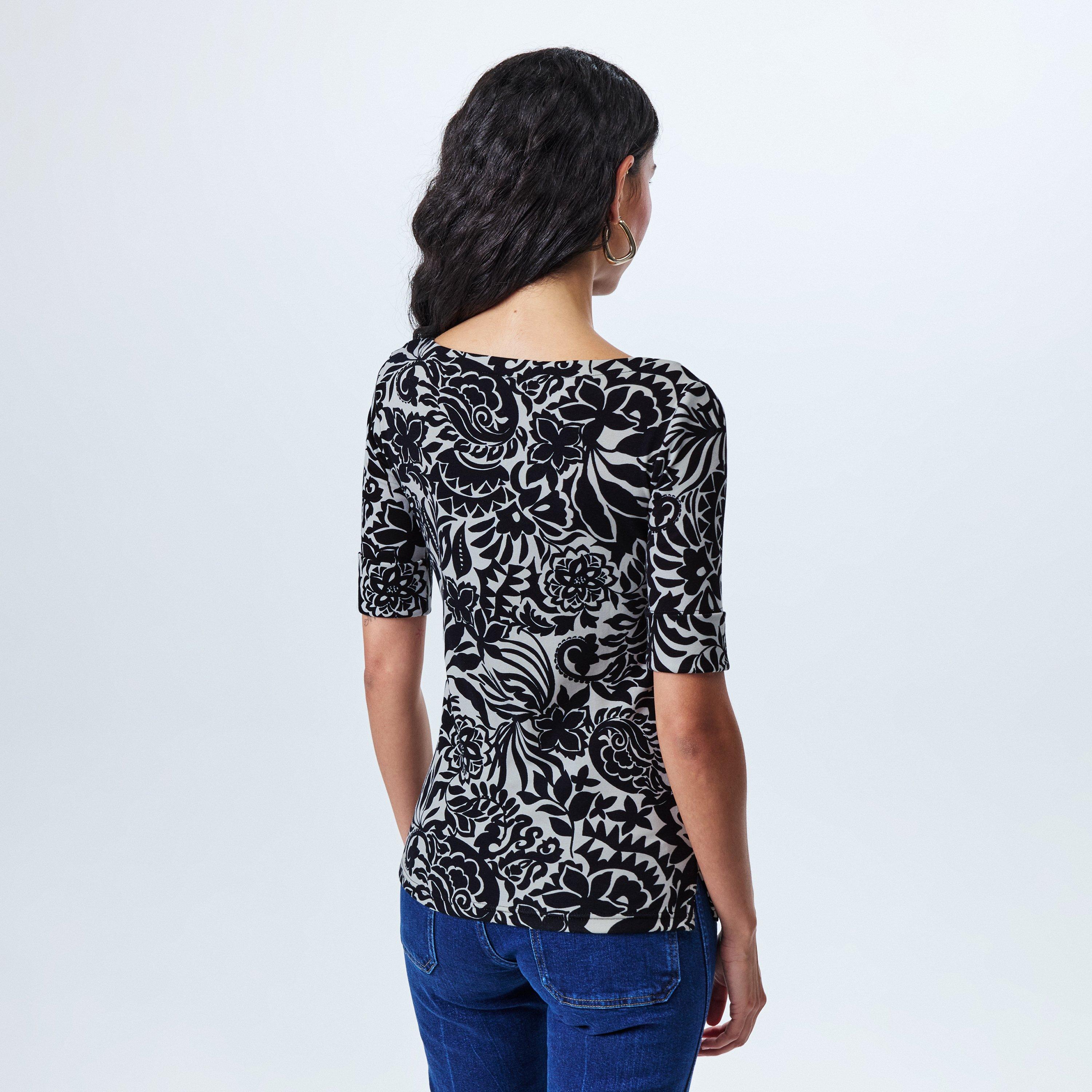 Cream/Black - Lauren by Ralph Lauren - Women's Judy Long-Sleeve T-Shirt - 4