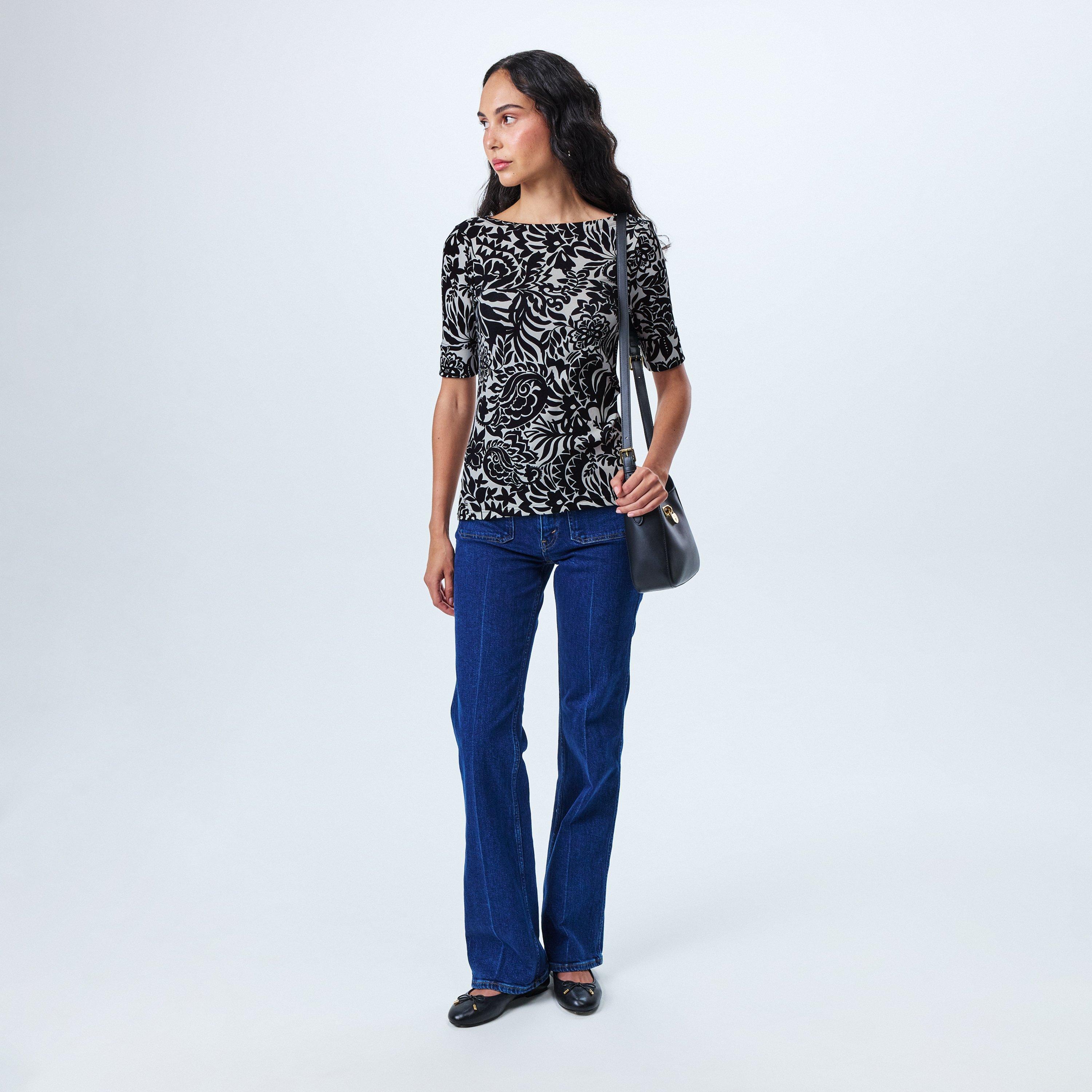 Cream/Black - Lauren by Ralph Lauren - Women's Judy Long-Sleeve T-Shirt - 6