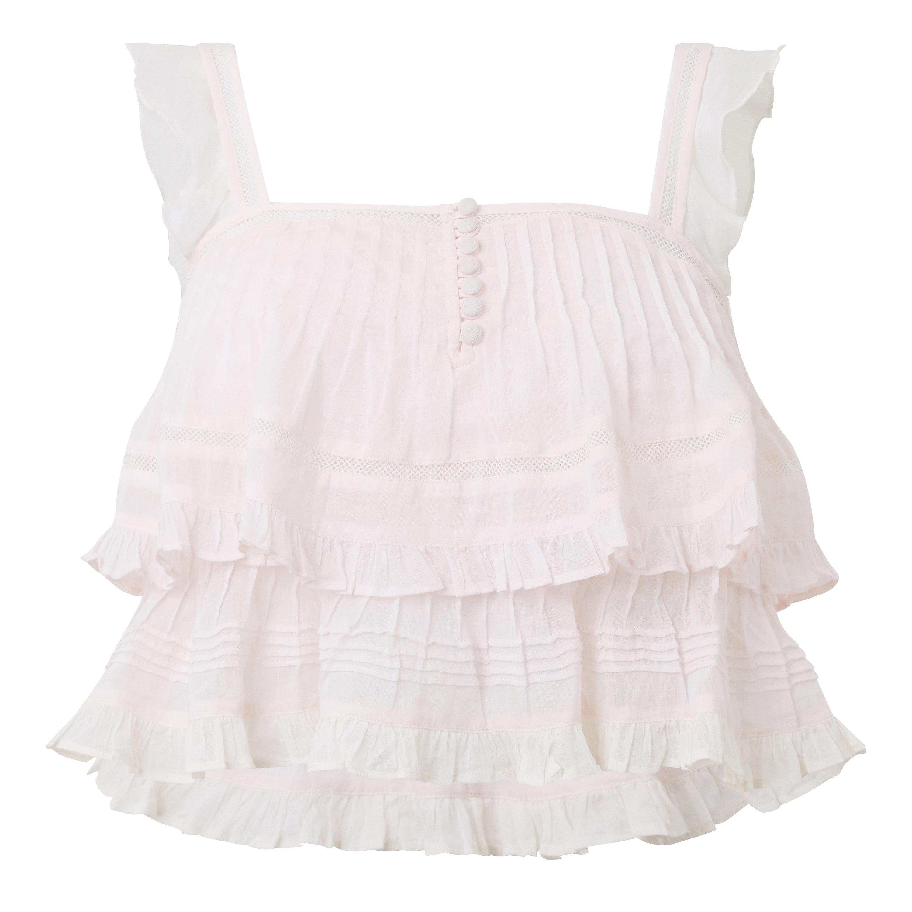 Tea Rose Pink - LoveshackFancy - Women's Novalee Ruffled Crop Top - 5