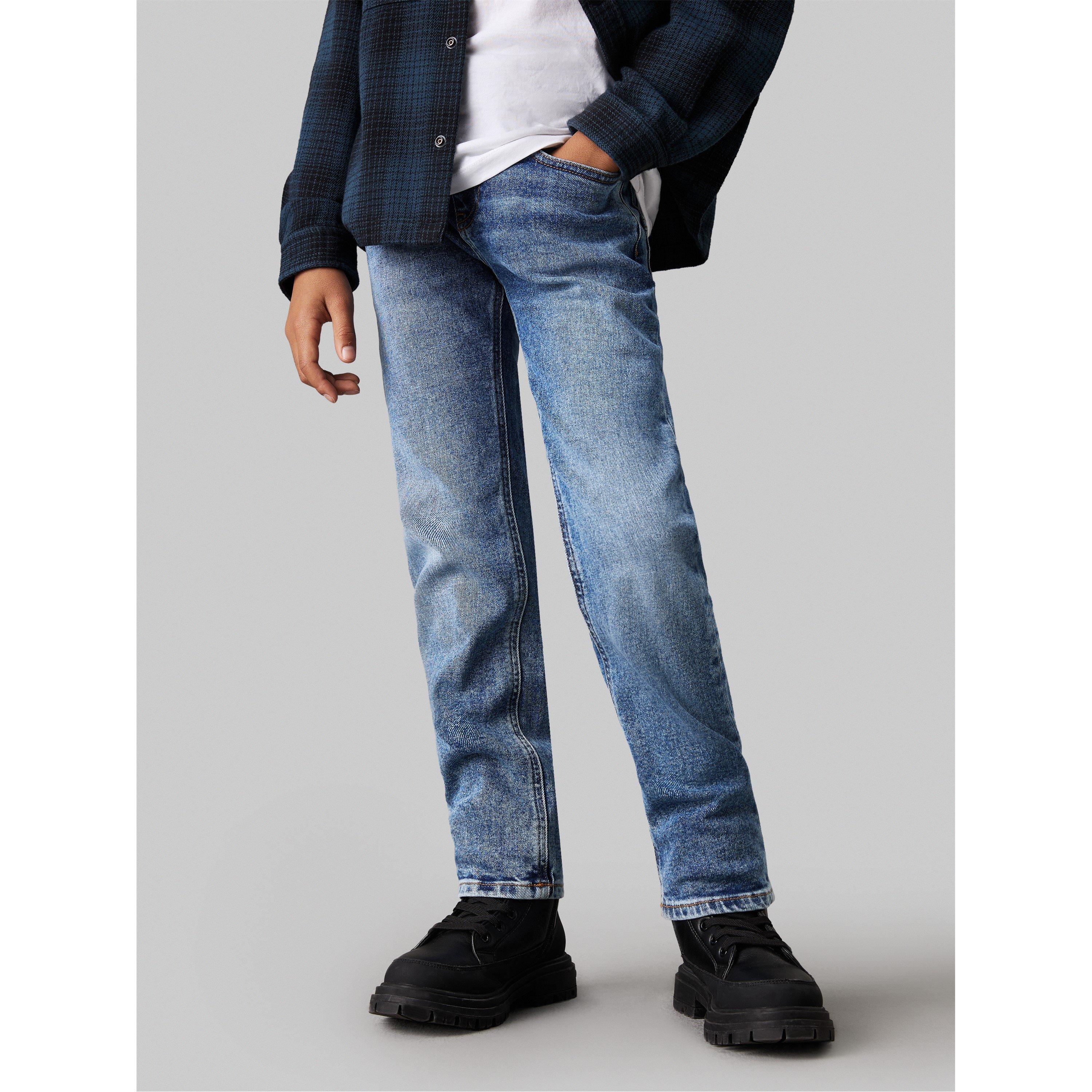 Calvin Klein Jeans Kids' Durable Denim Straight Leg - Blue 1A4 - Size 8Y