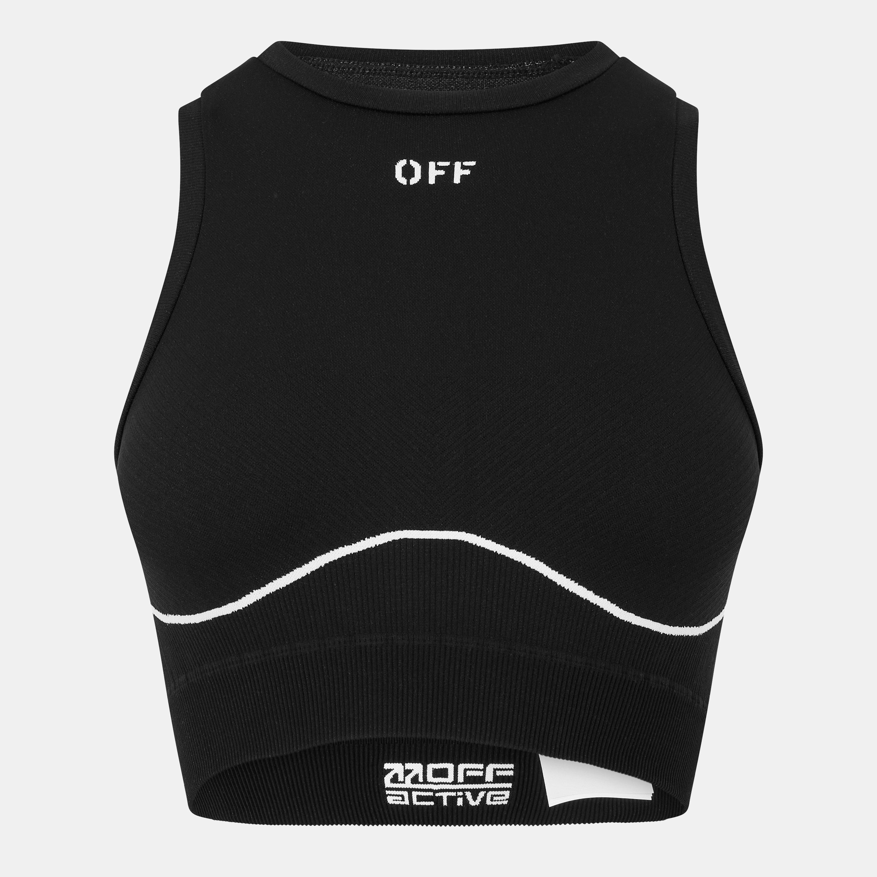 Black - Off White - Women's Seamless Crop Top - 1