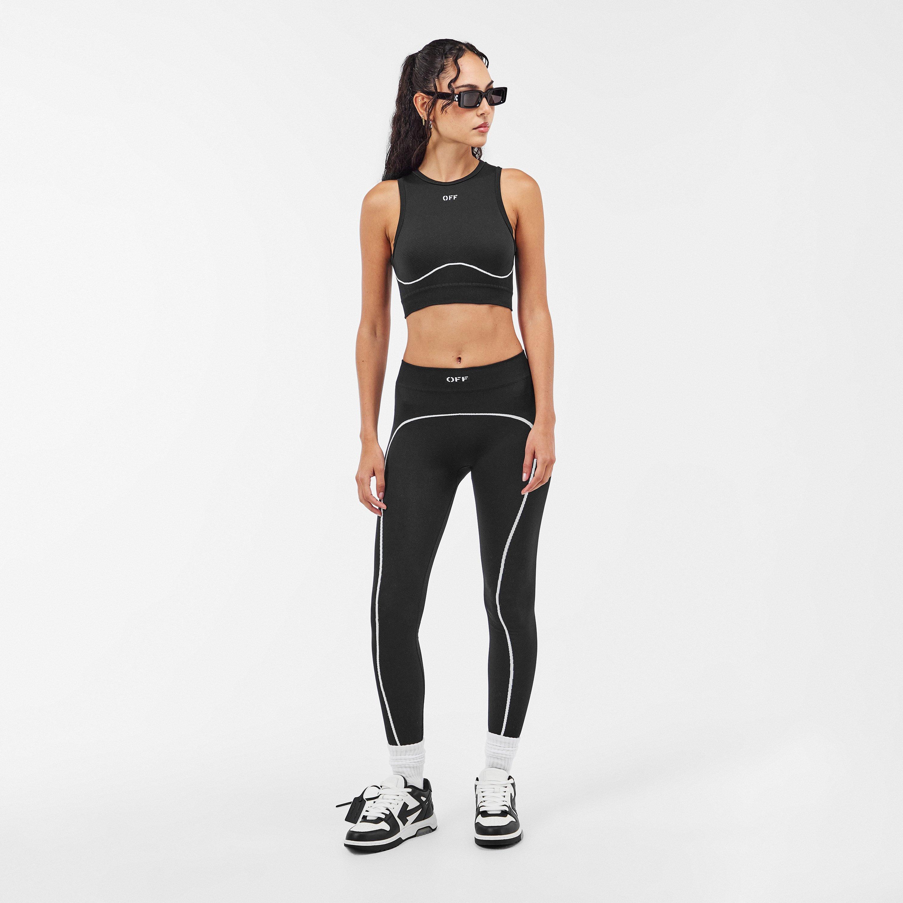 Black - Off White - Women's Seamless Crop Top - 6