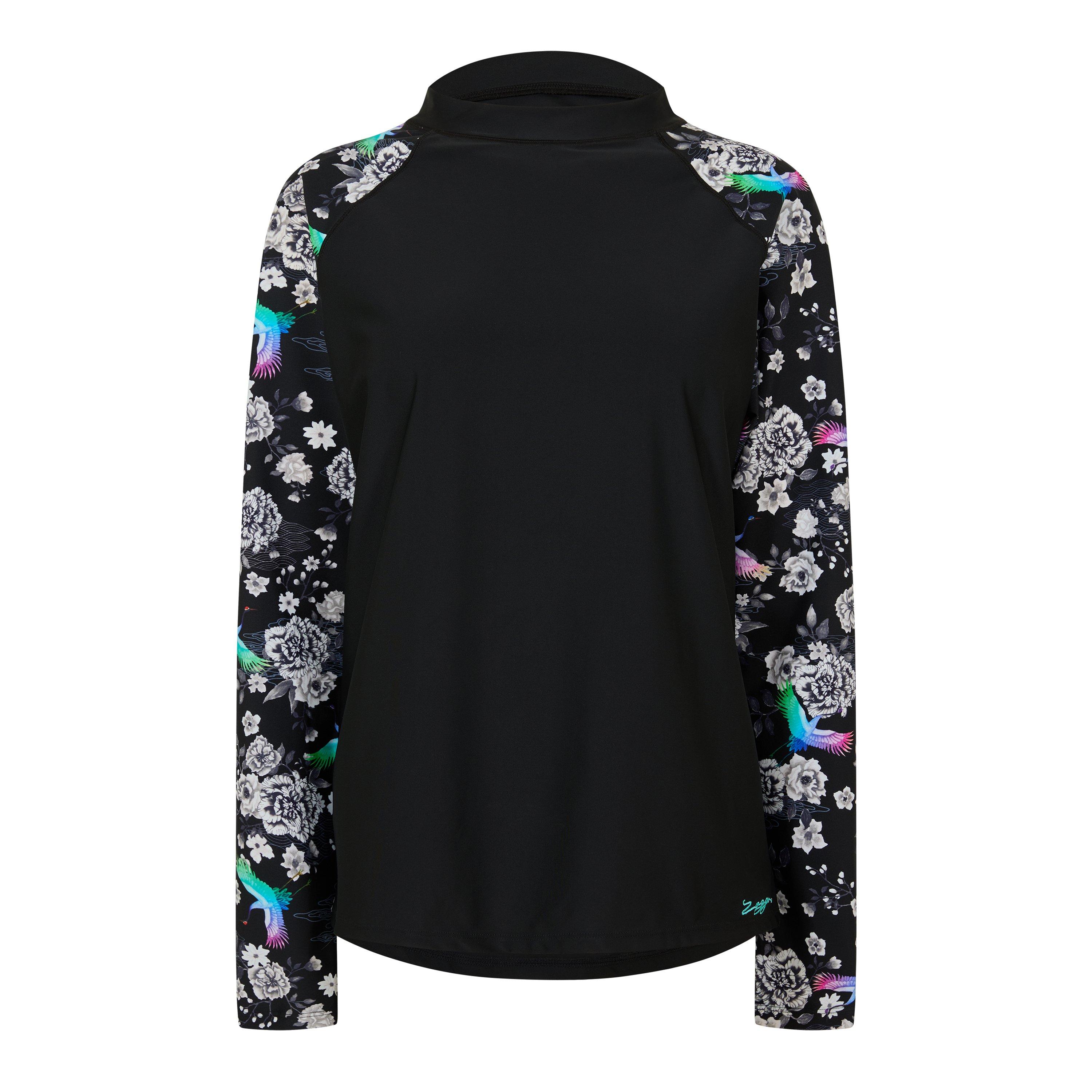 Zoggs Women's Black Sakura Long Sleeve Top - 10 (S)