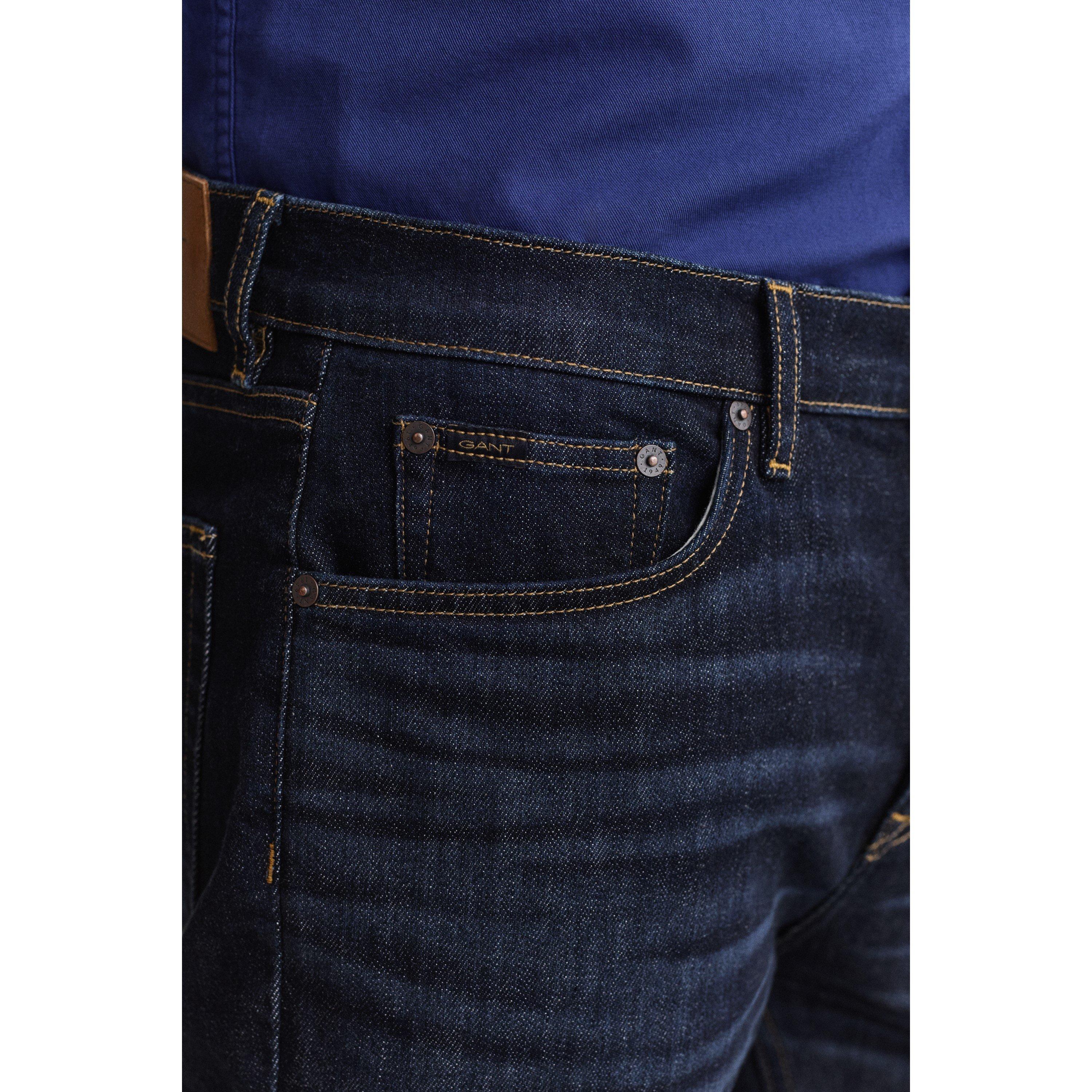 Dark Blue 962 - Gant - Men's Straight Leg Jeans - 8