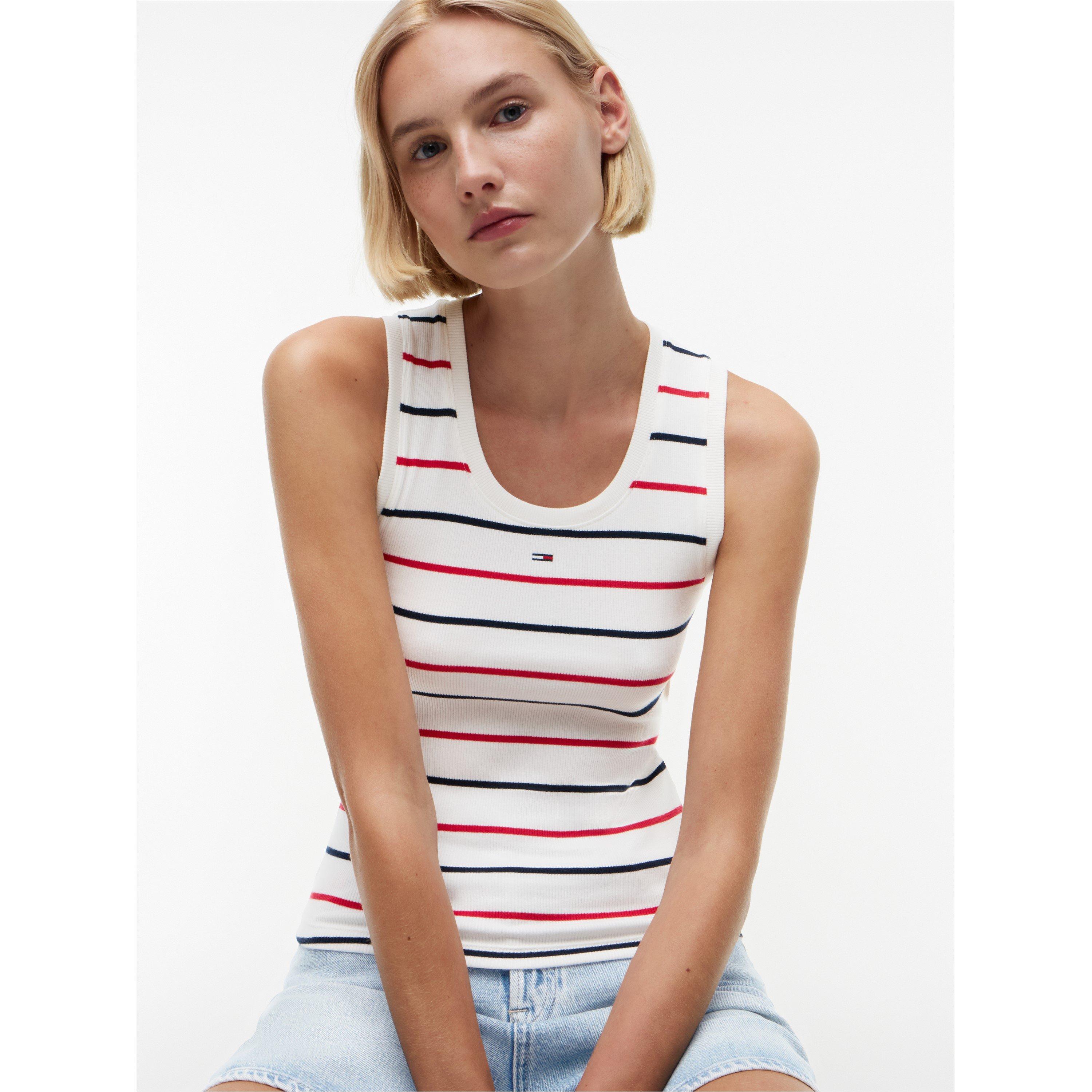 Ecru Stripe - Tommy Jeans - Essentials Rib Tank Top - 3