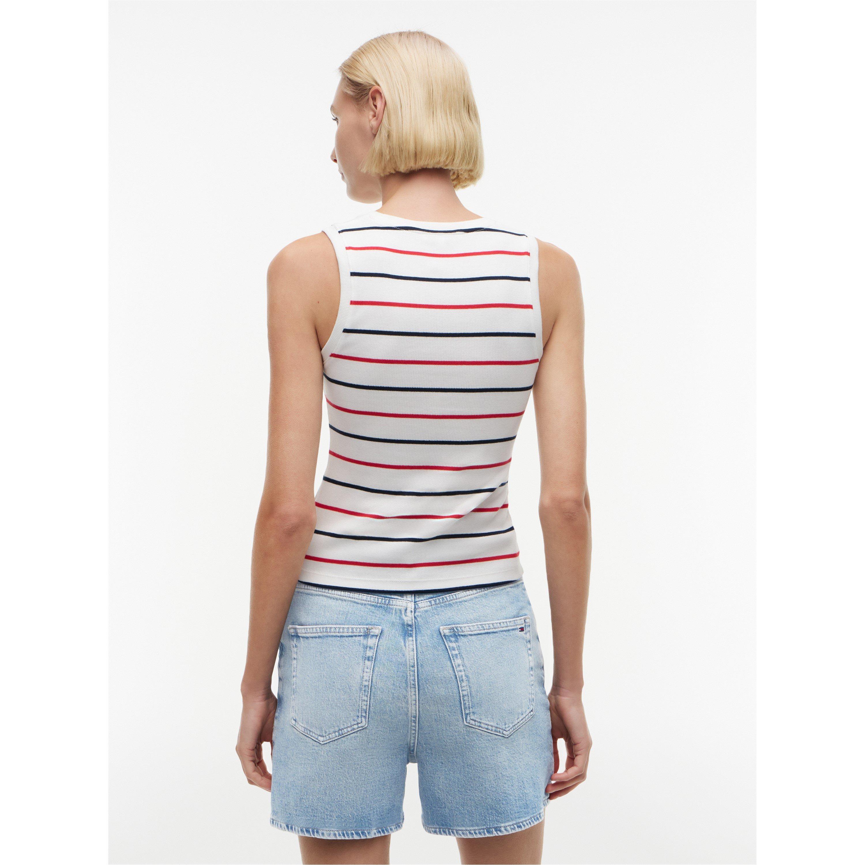 Ecru Stripe - Tommy Jeans - Essentials Rib Tank Top - 5