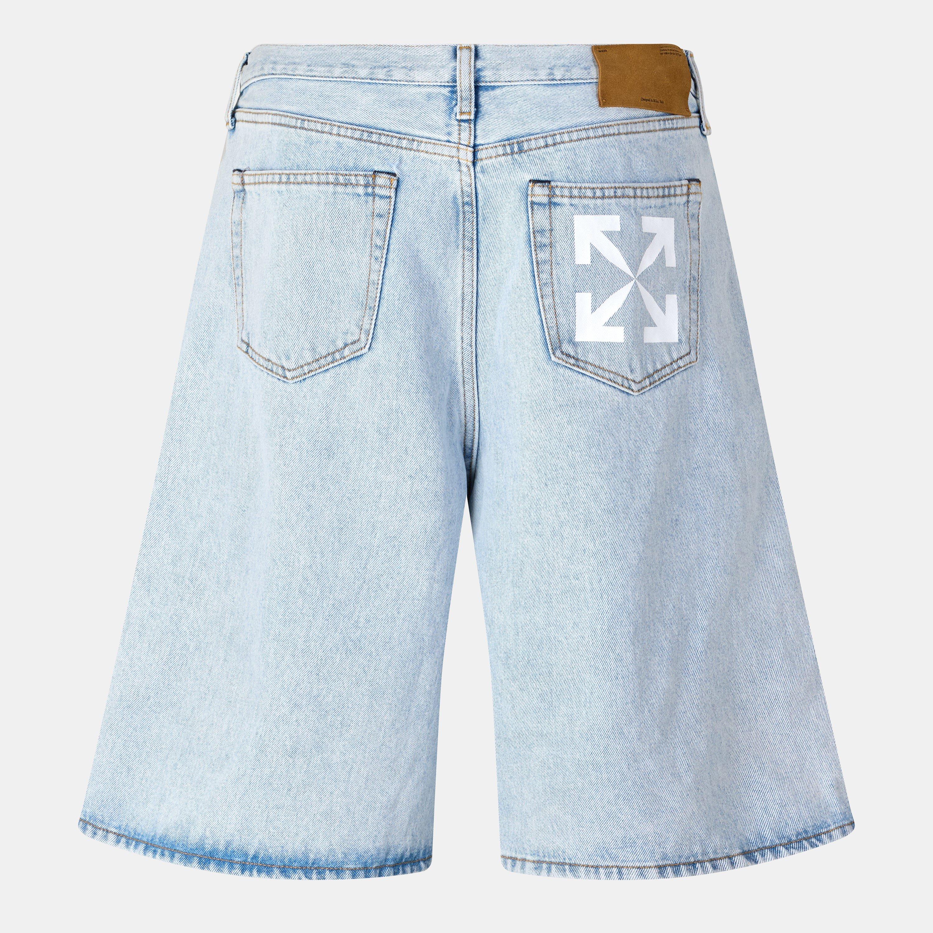 Blue/White - Off White - Men's Skate Shorts, Iconic Arrow Logo - 2