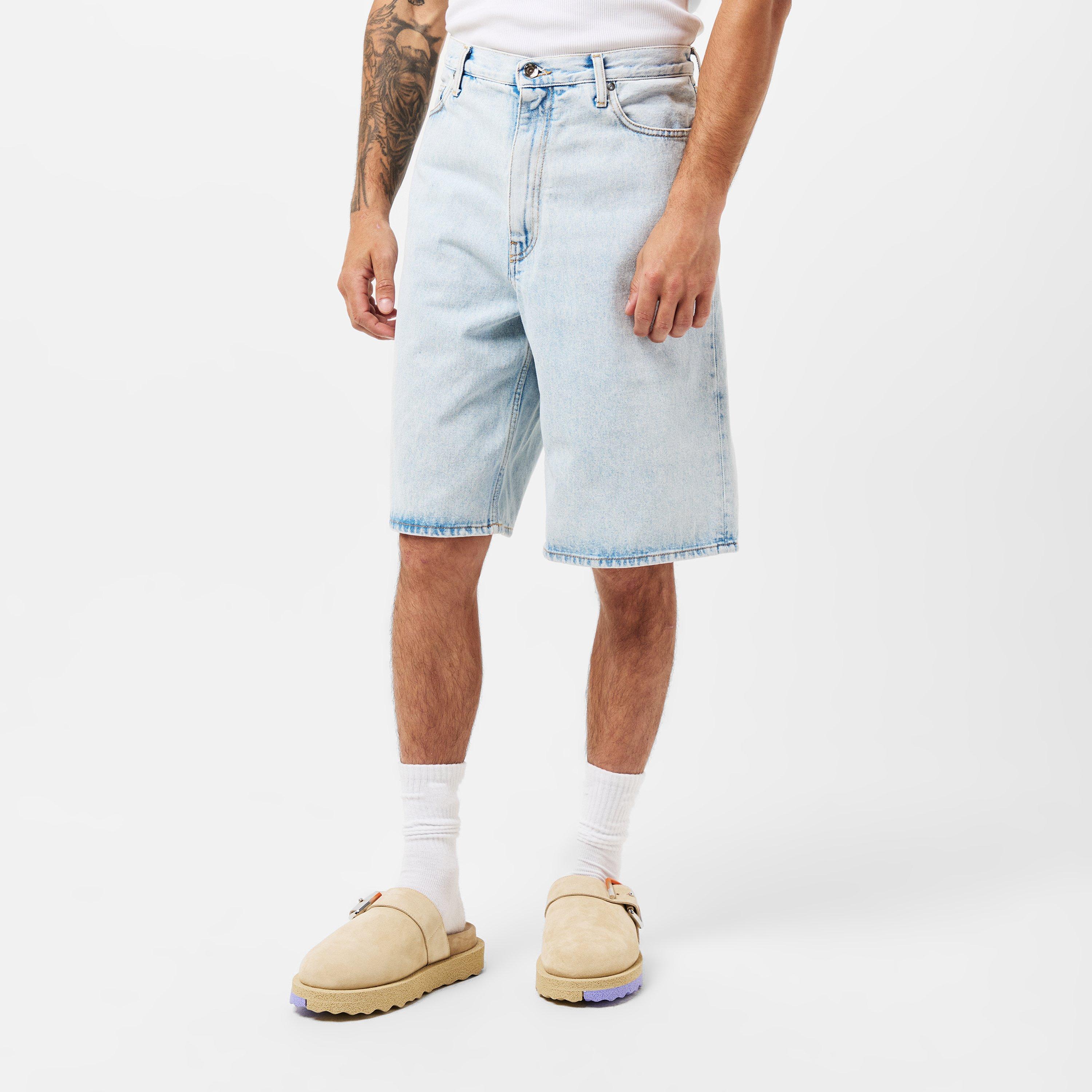 Blue/White - Off White - Men's Skate Shorts, Iconic Arrow Logo - 3