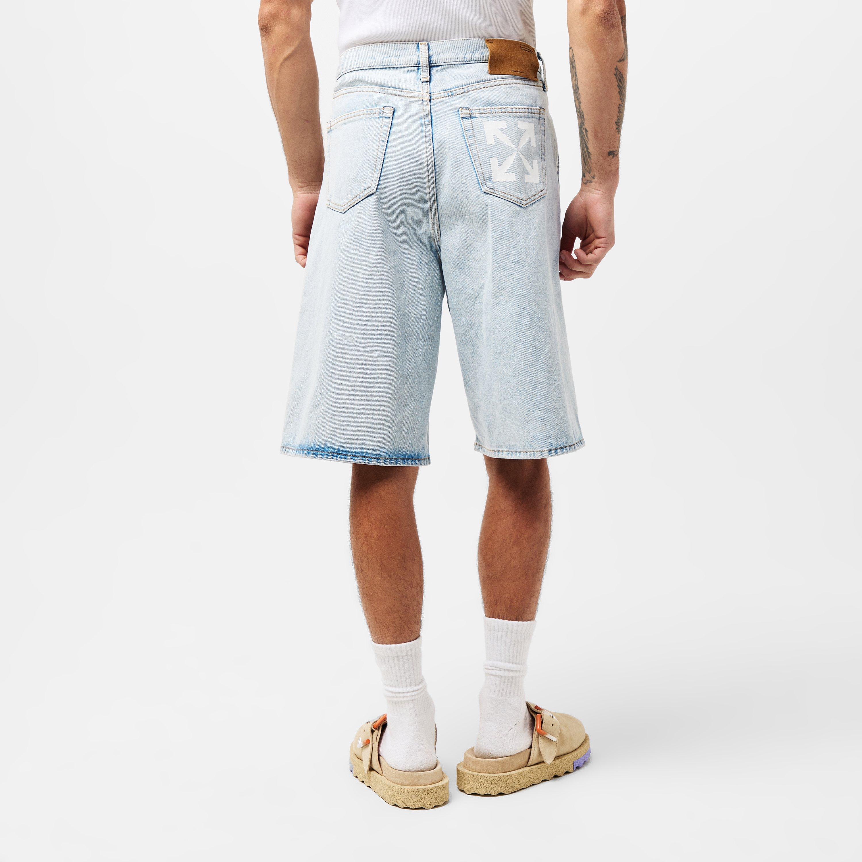 Blue/White - Off White - Men's Skate Shorts, Iconic Arrow Logo - 4