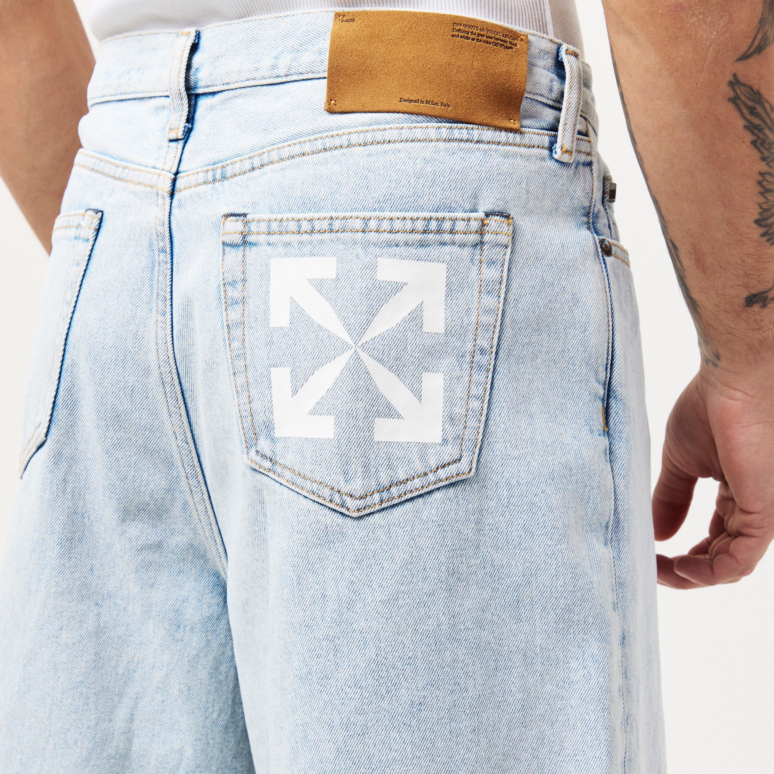 Blue/White - Off White - Men's Skate Shorts, Iconic Arrow Logo - 5