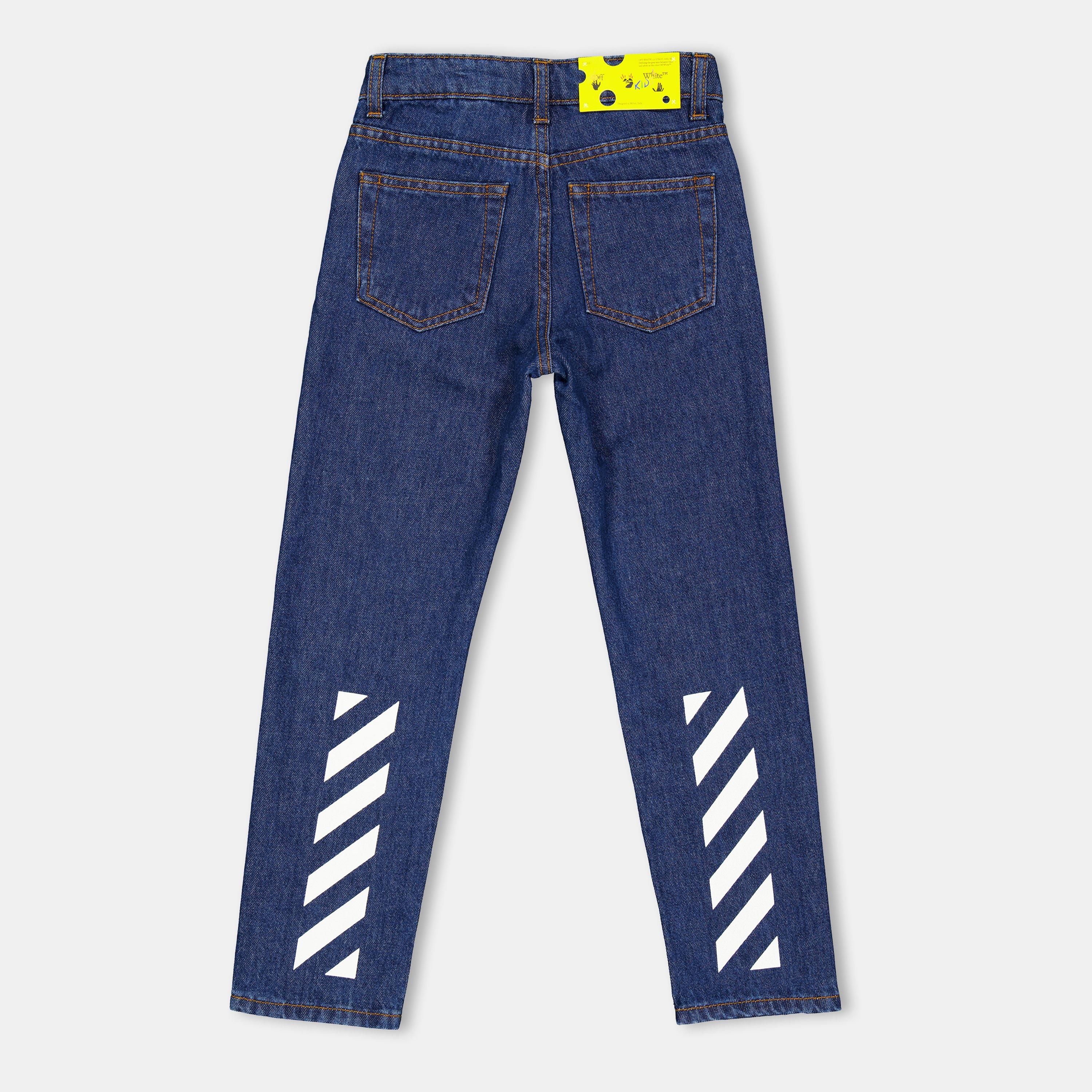 Blue/White - Off White - Kids Straight Fit Denim Jeans - 2