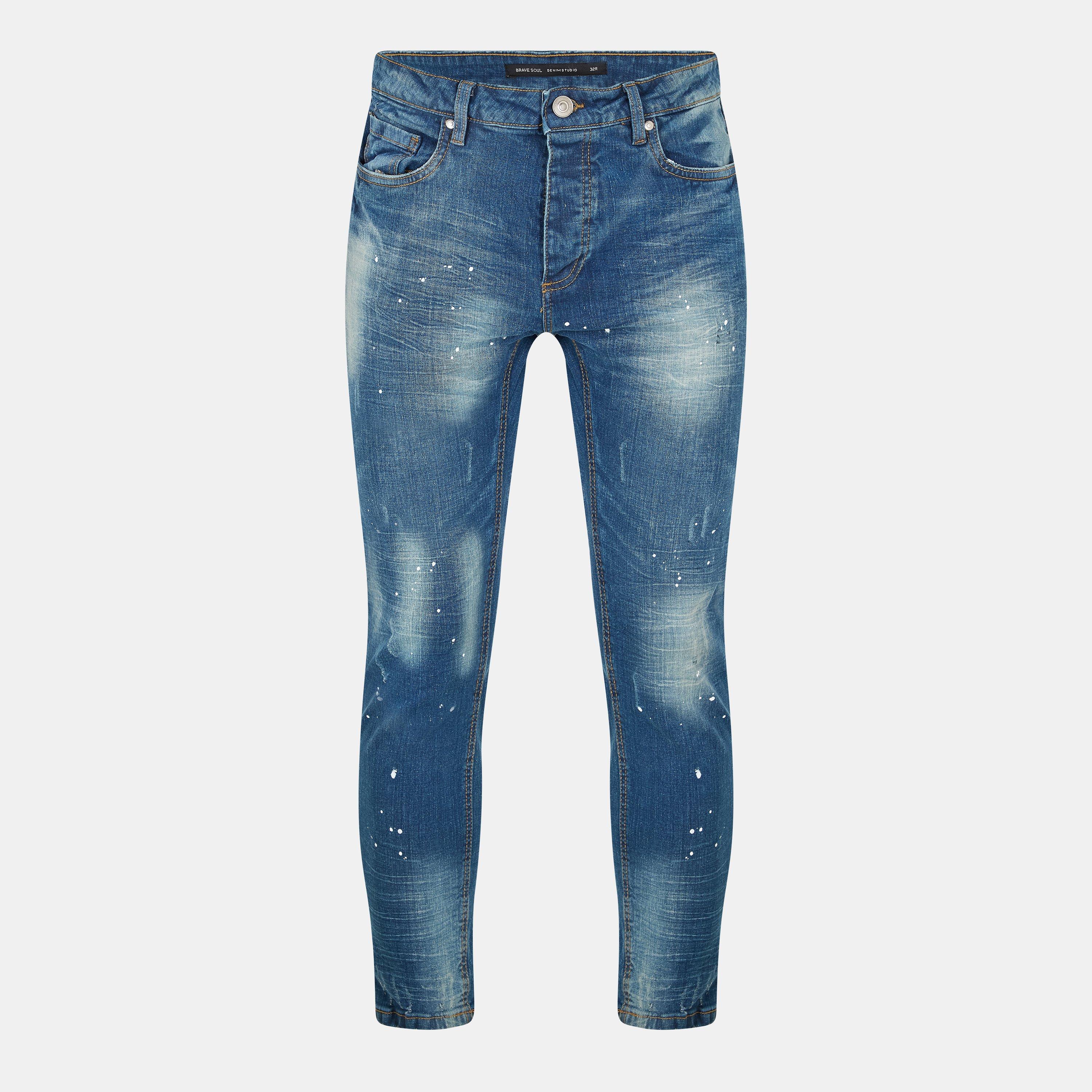 Blue - Brave Soul - Paint Splat Skinny Jean - 1