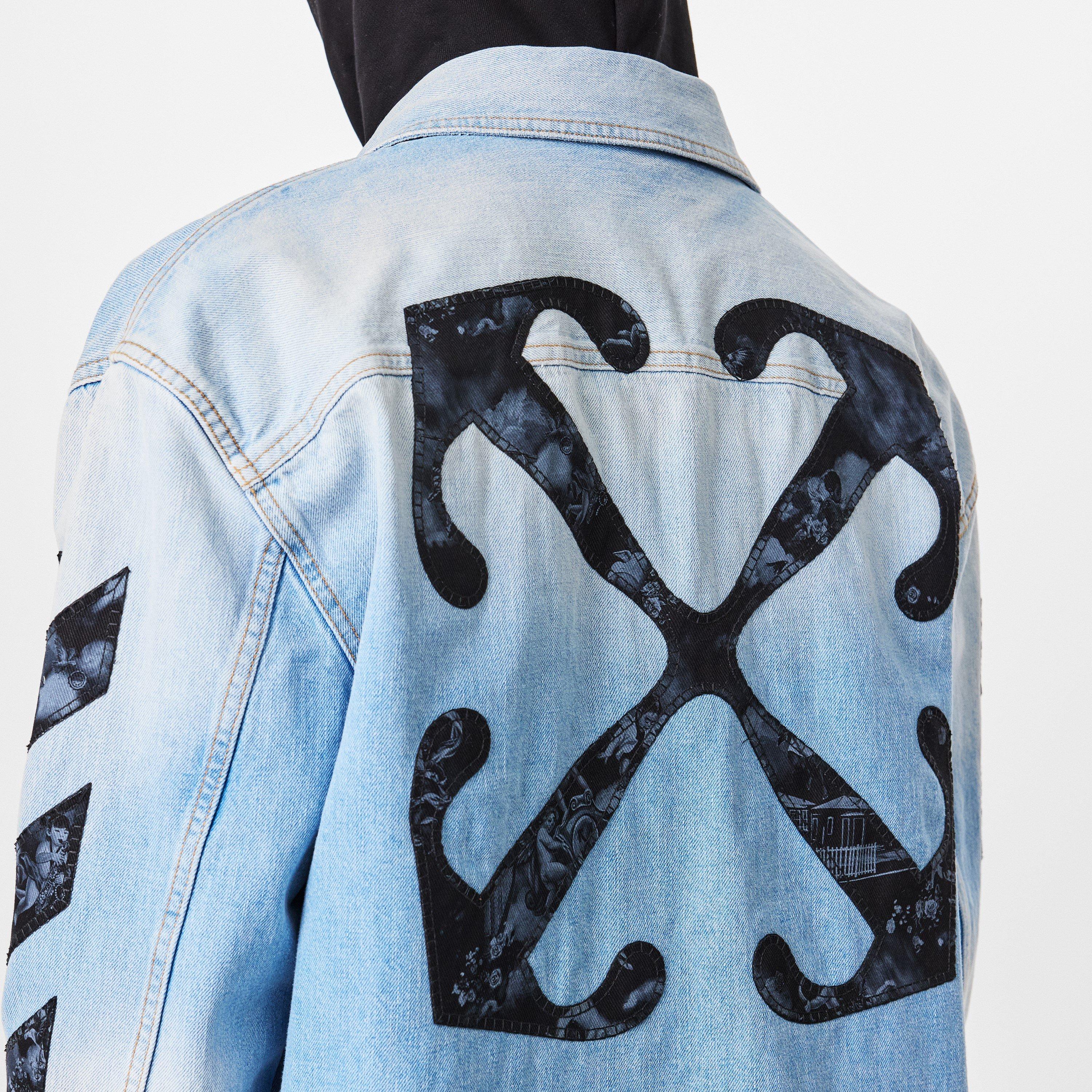 Navy Blue - Off White - Men's Long-sleeve Denim Shirt - 5