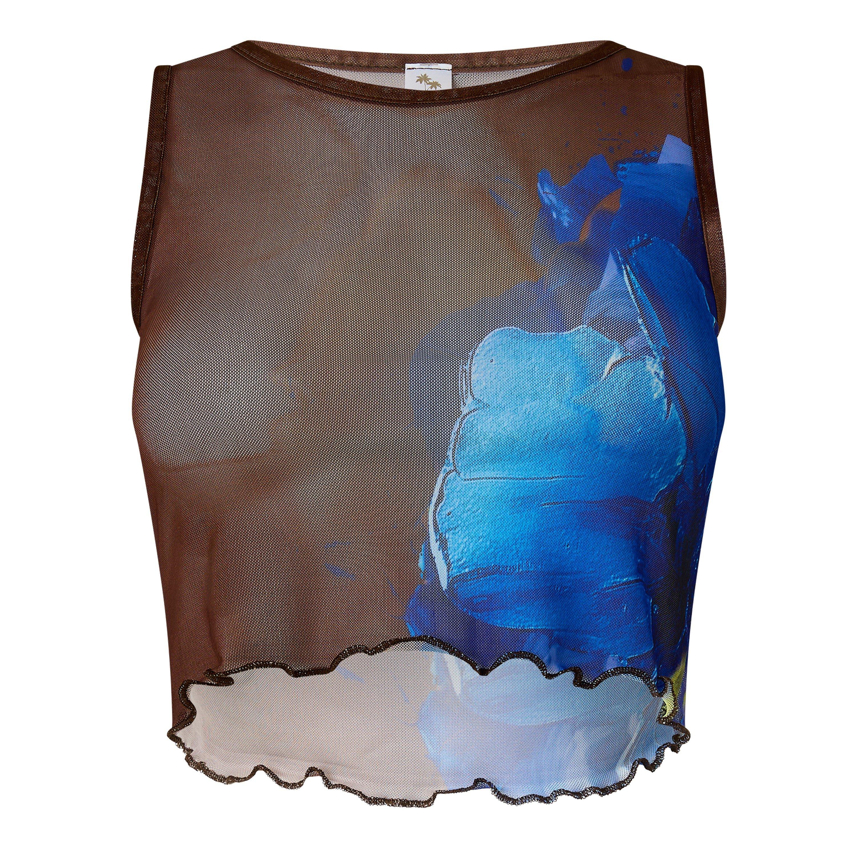 Brown/Blue - Grace Jacob - Women's Sapphire Cropped Top - 1