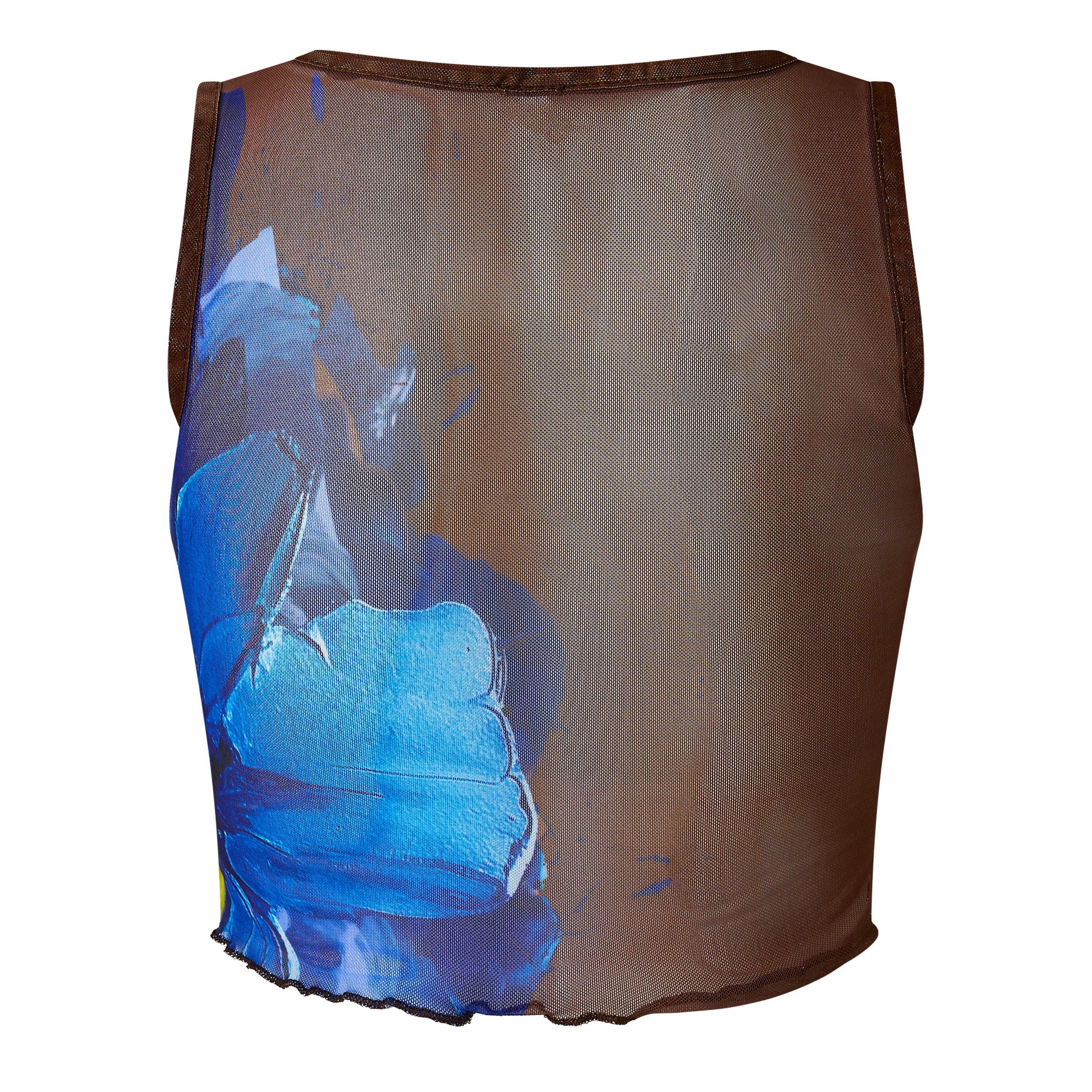 Brown/Blue - Grace Jacob - Women's Sapphire Cropped Top - 2
