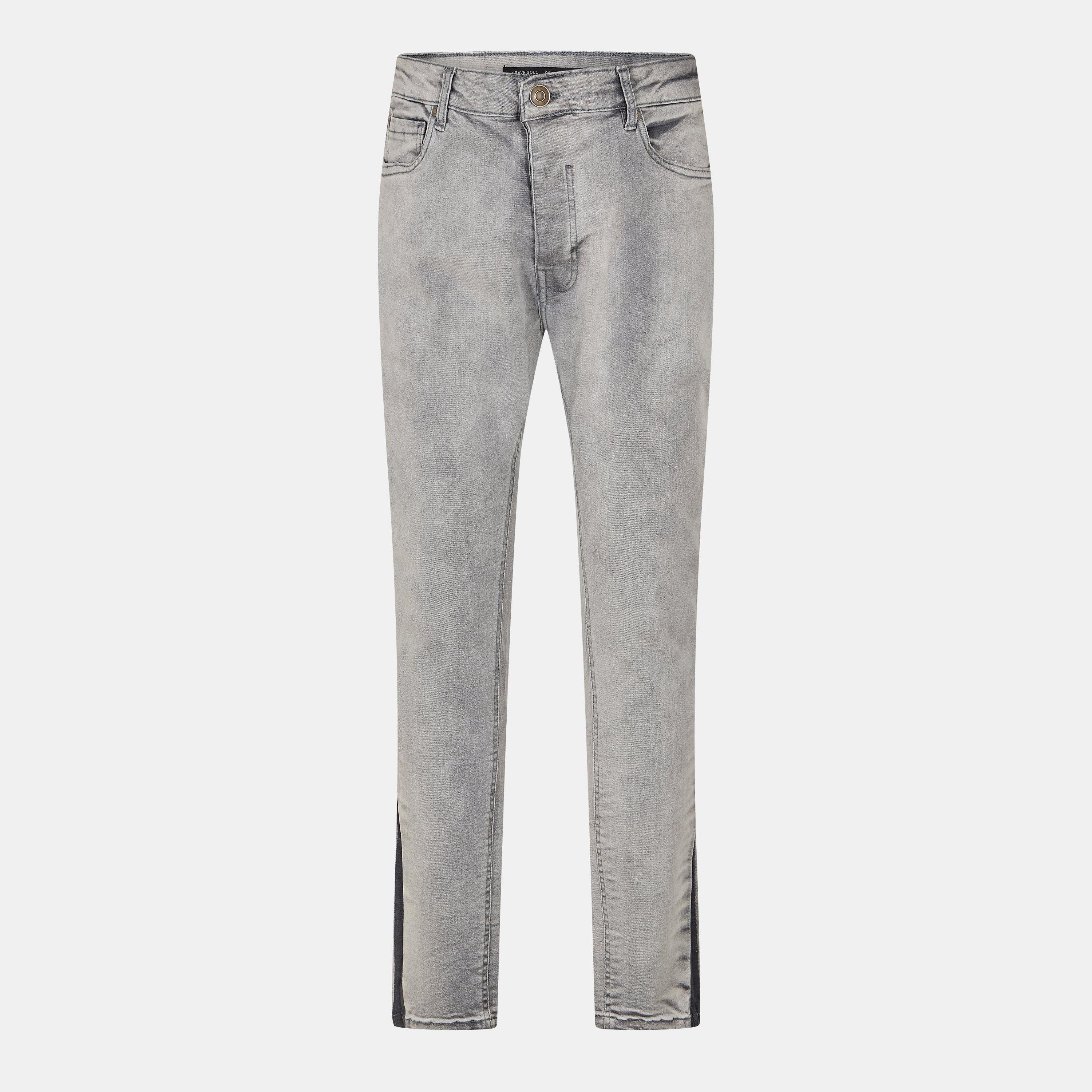 Grey - Brave Soul - Grey Wash Skinny Jean with Stripe - 1