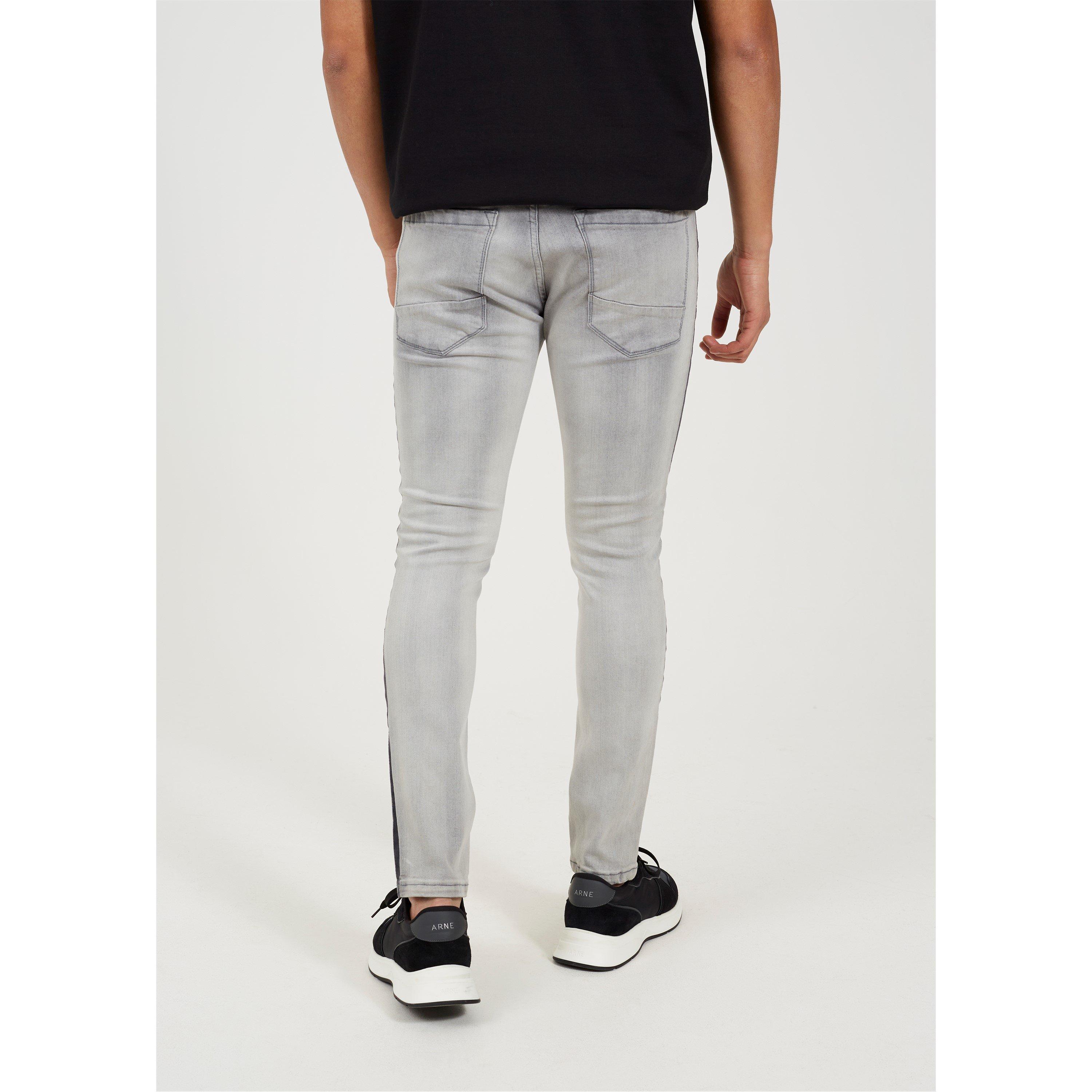 Grijs - Brave Soul - Wash Skinny Jean with Stripe - 3