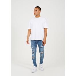 Brave Soul Blue Denim Skinny Jean with Rip Detail