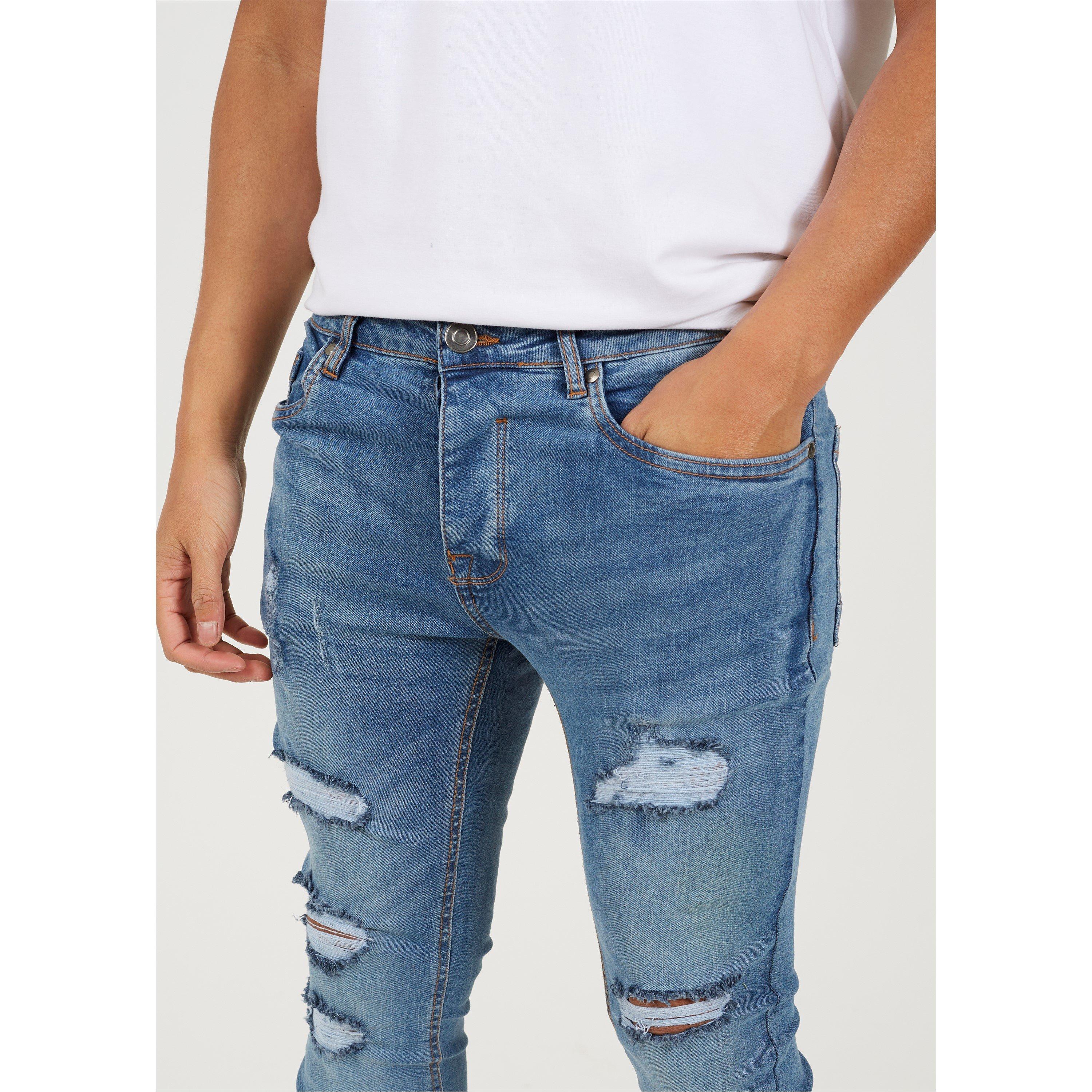 Blue - Brave Soul - Denim Skinny Jean with Rip Detail - 4
